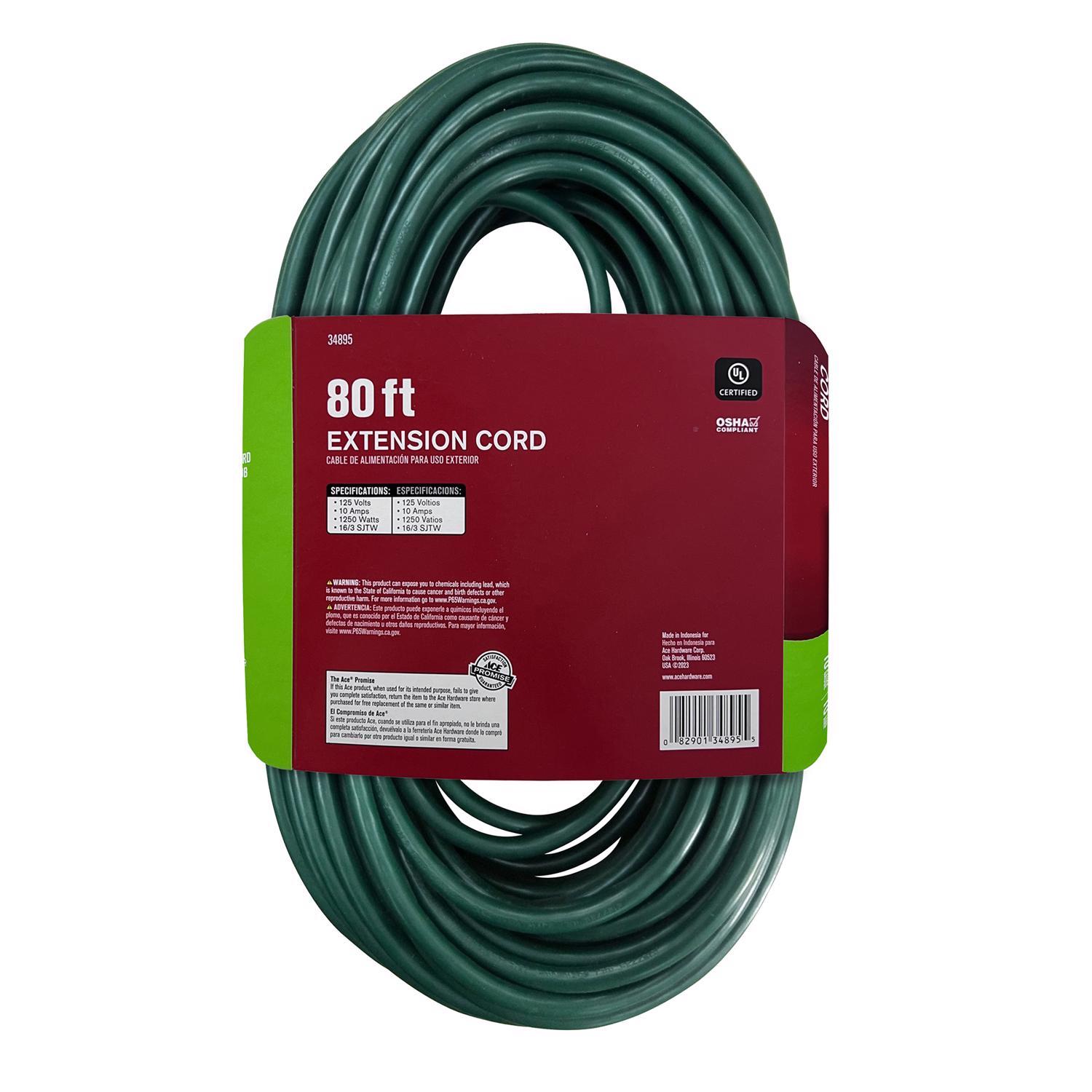 Ace Outdoor 80 ft. L Green Extension Cord 16/3 SJTW