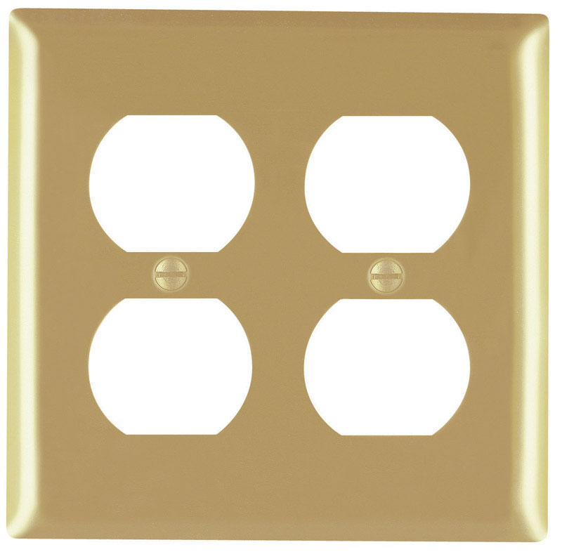 Pass & Seymour 2 gang Brass Duplex Outlet Wall Plate 1 pk