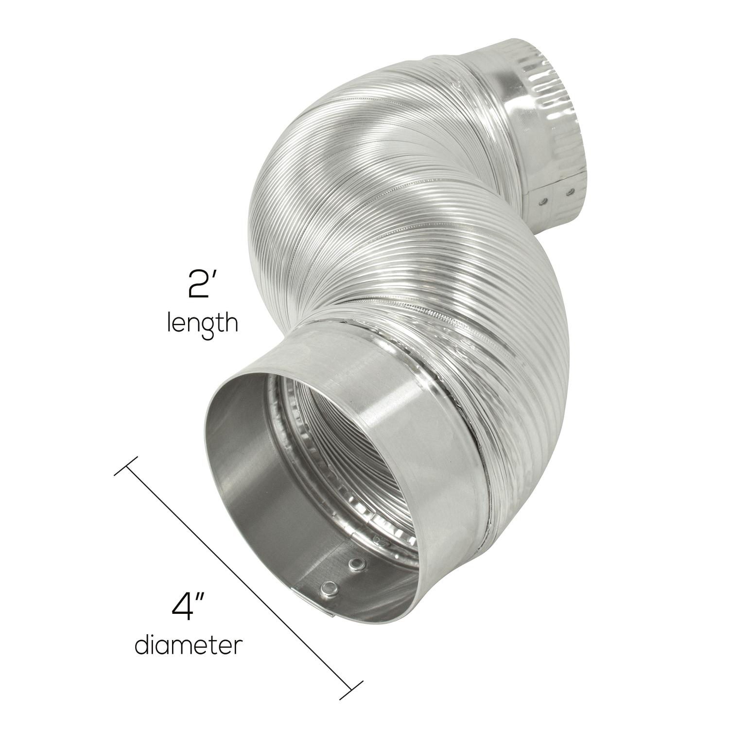 Ace 2 ft. L X 4 in. D Silver/White Aluminum Semi-Rigid Vent Duct