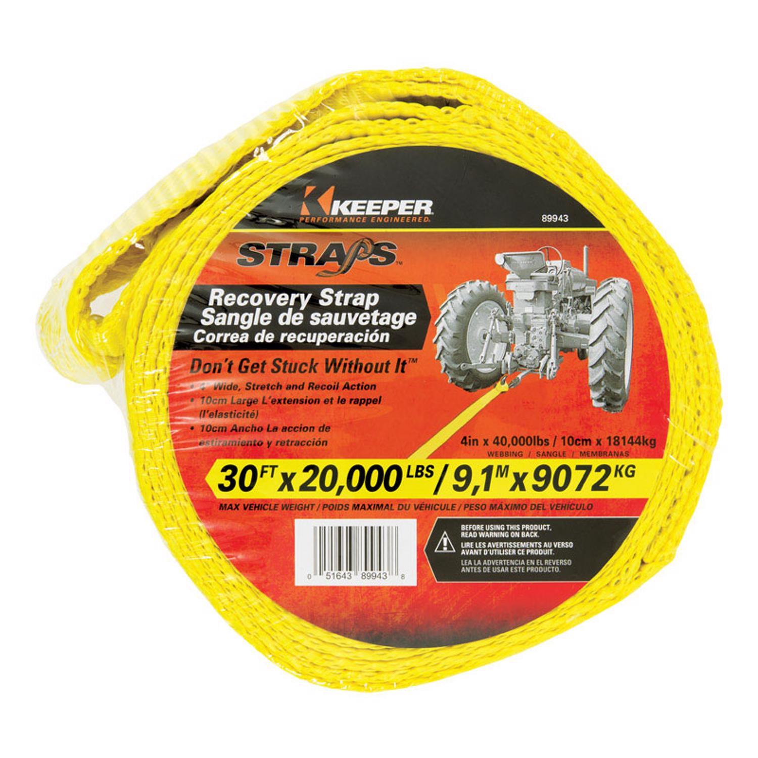 Keeper 4 in. W X 30 ft. L Yellow Vehicle Recovery Strap 20000 lb 1 pk