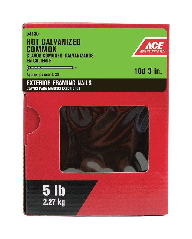 Grip-Rite 10D 3 in. Common Hot-Dipped Galvanized Steel Nail Flat Head 5 lb 308 pk
