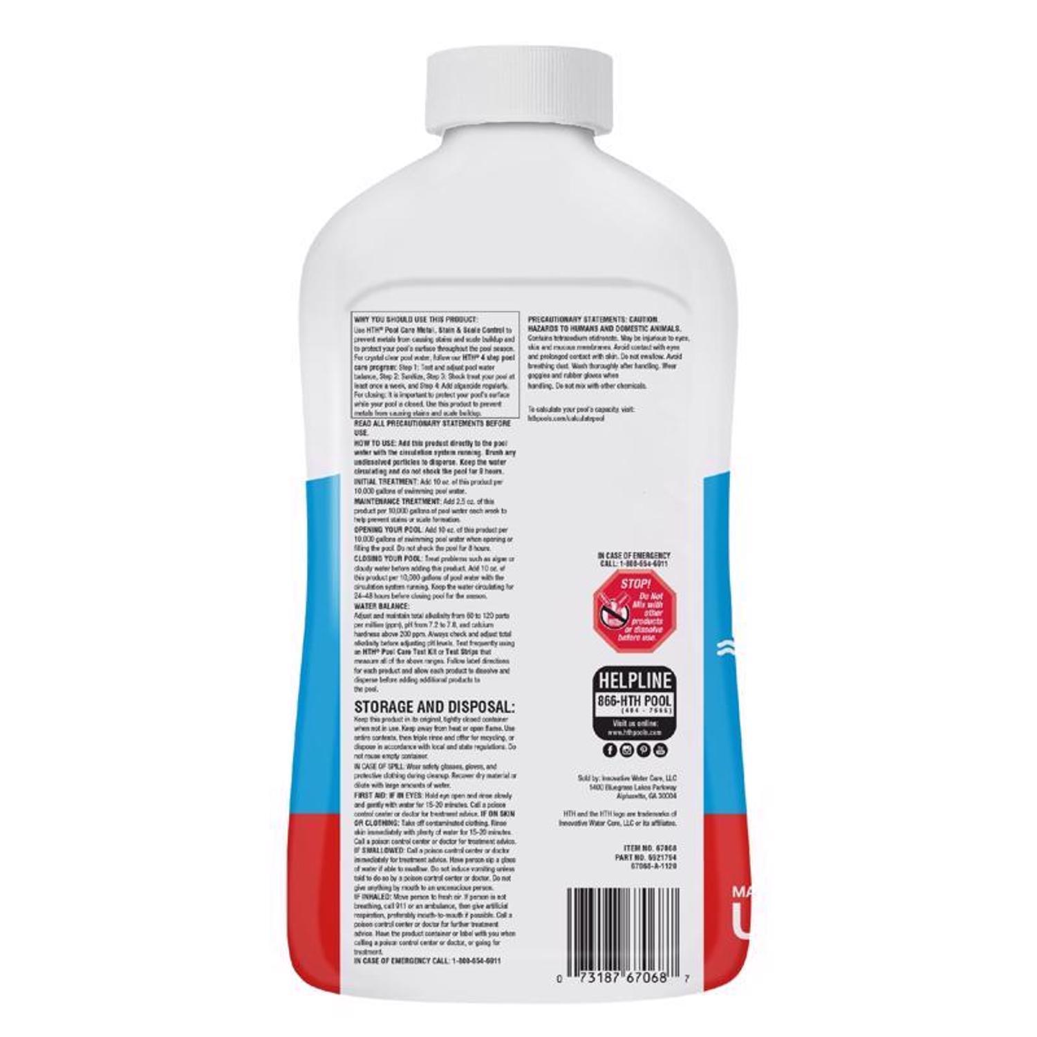 HTH Pool Care Liquid Metal & Stain Control 32 oz