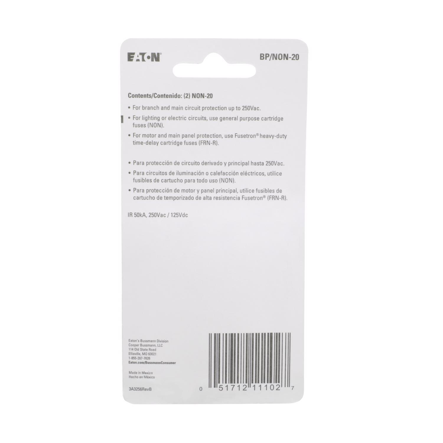 Bussmann 20 amps One Time Fuse 2 pk