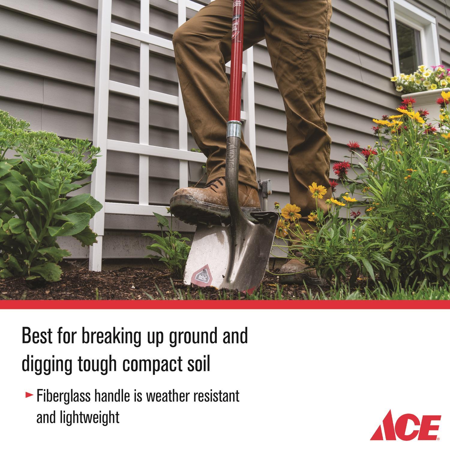 Ace 57.25 in. Steel Round Digging Shovel Fiberglass Handle