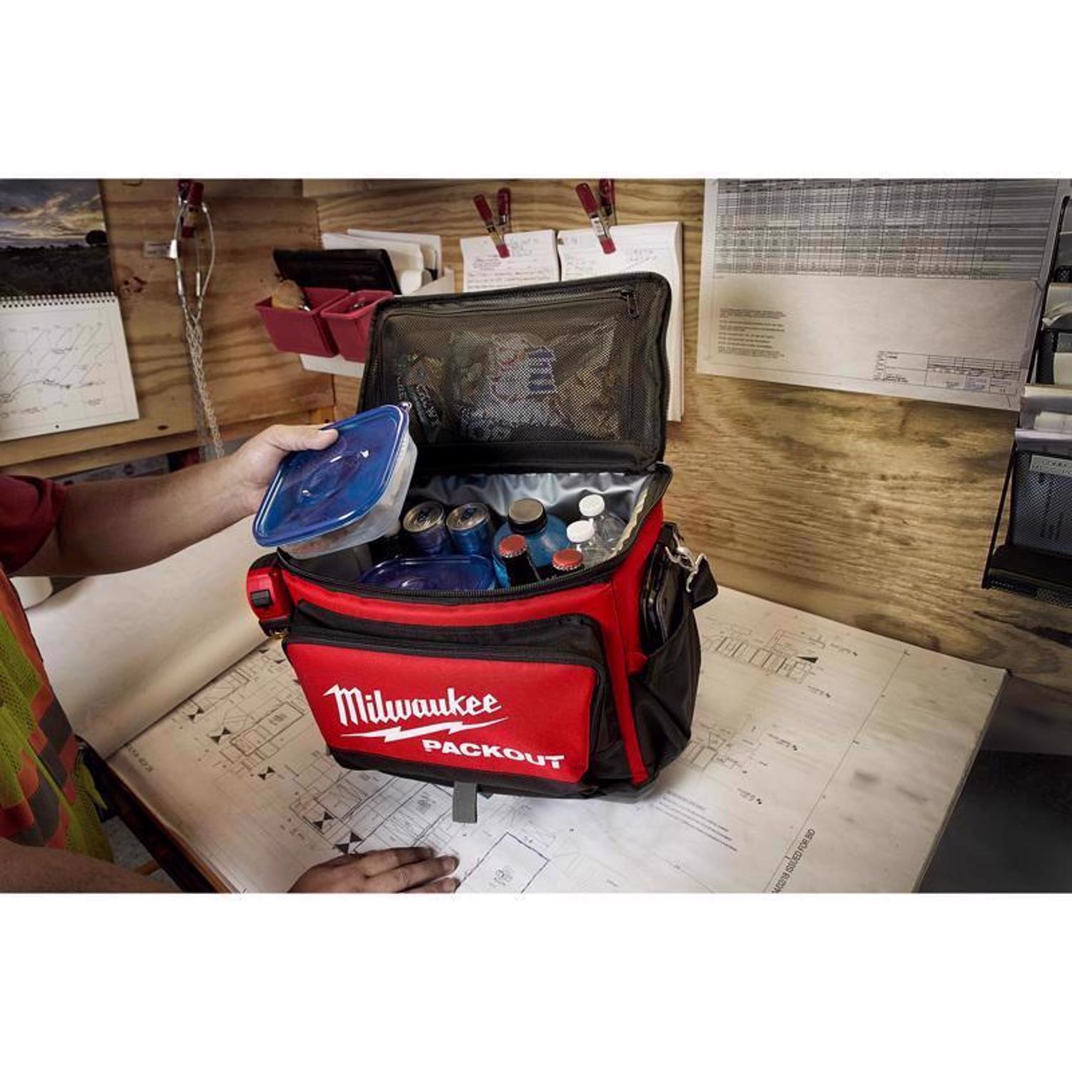 Milwaukee Packout Ballistic Nylon Jobsite Cooler Utility Bag 6 pocket Black/Red 1 pc