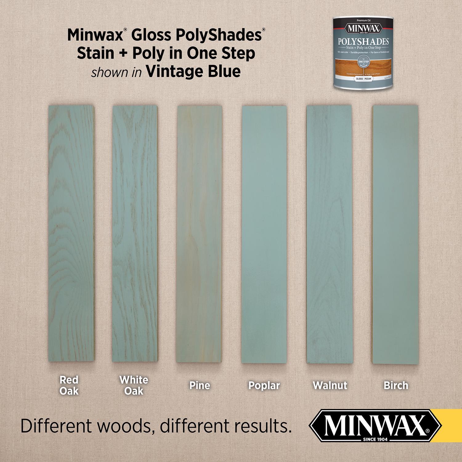 Minwax Polyshades Semi-Transparent Gloss Vintage Blue Stain/Polyurethane Finish 1 qt