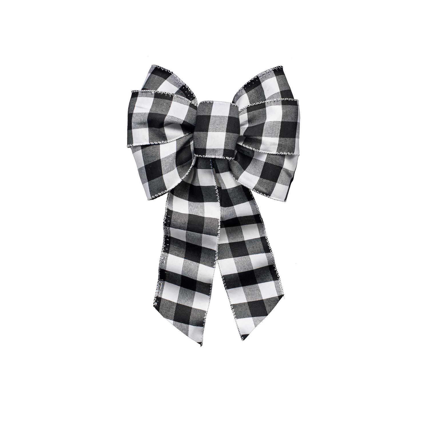 Holiday Trims Black/White 7 Loop Christmas Indoor Christmas Decor 14 in.