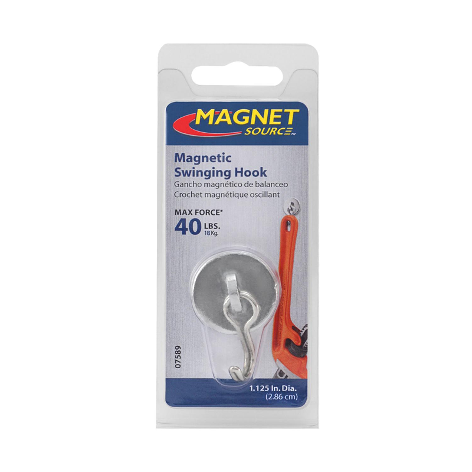 Magnet Source.225 in. L X 1.125 in. W Silver Magnetic Hook 40 lb. pull 1 pc