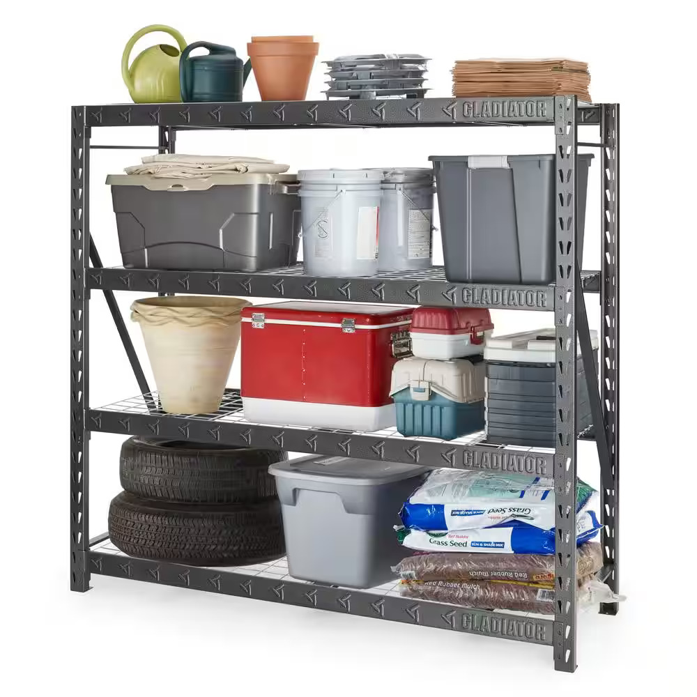 Gladiator 4-Tier Welded Steel Garage Storage Shelving Unit 77x24x72