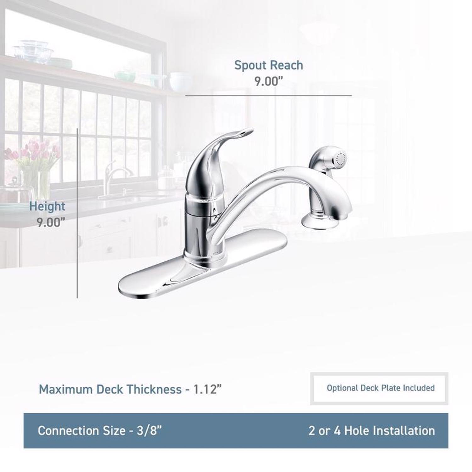 Moen Torrance One Handle Stainless Steel Kitchen Faucet Side Sprayer Included