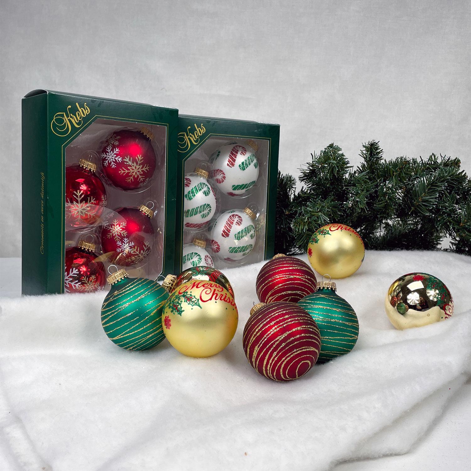 Christmas by Krebs Gold/Green/Red/White Ball Ornaments