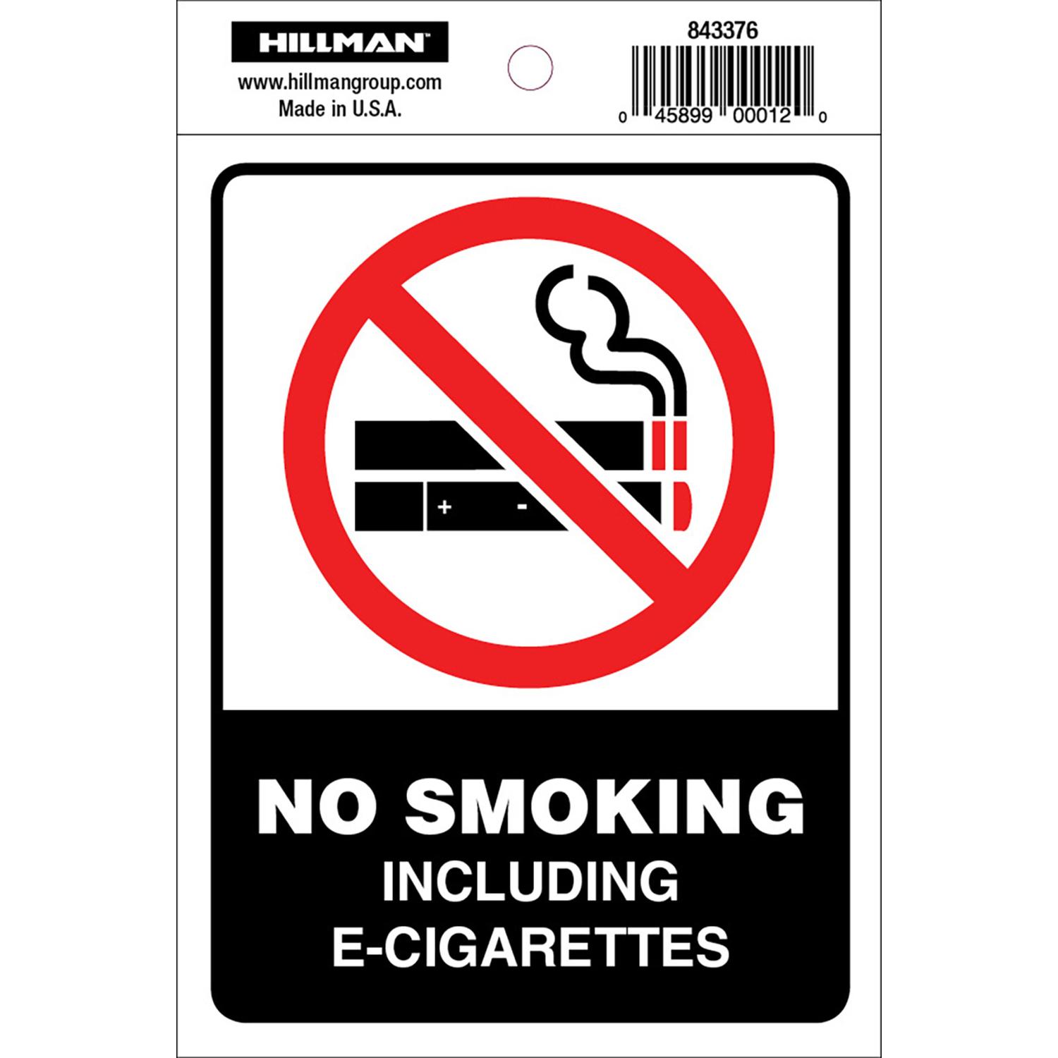 HILLMAN English White No Smoking Decal 4 in. H X 6 in. W