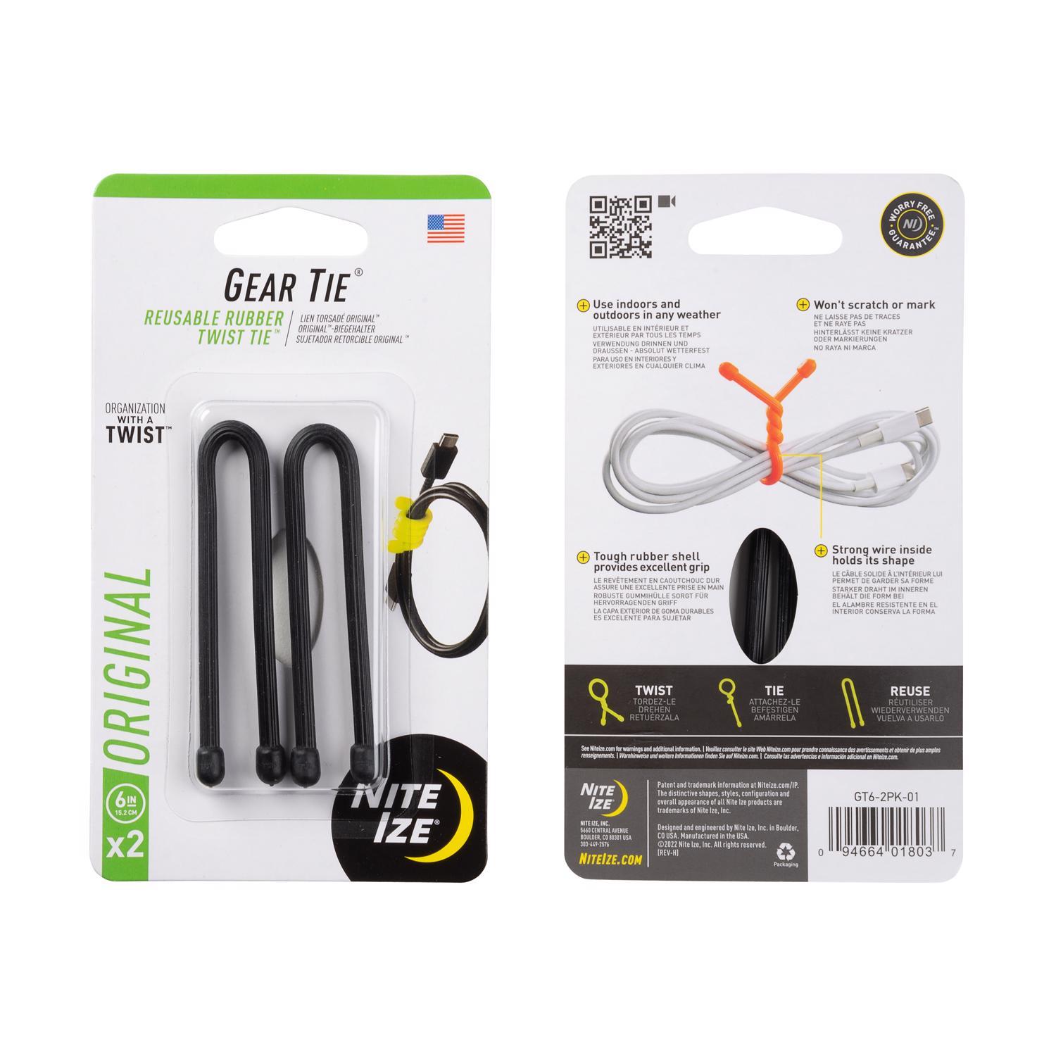 Nite Ize Gear Tie 6 in. L Black Twist Ties 2 pk