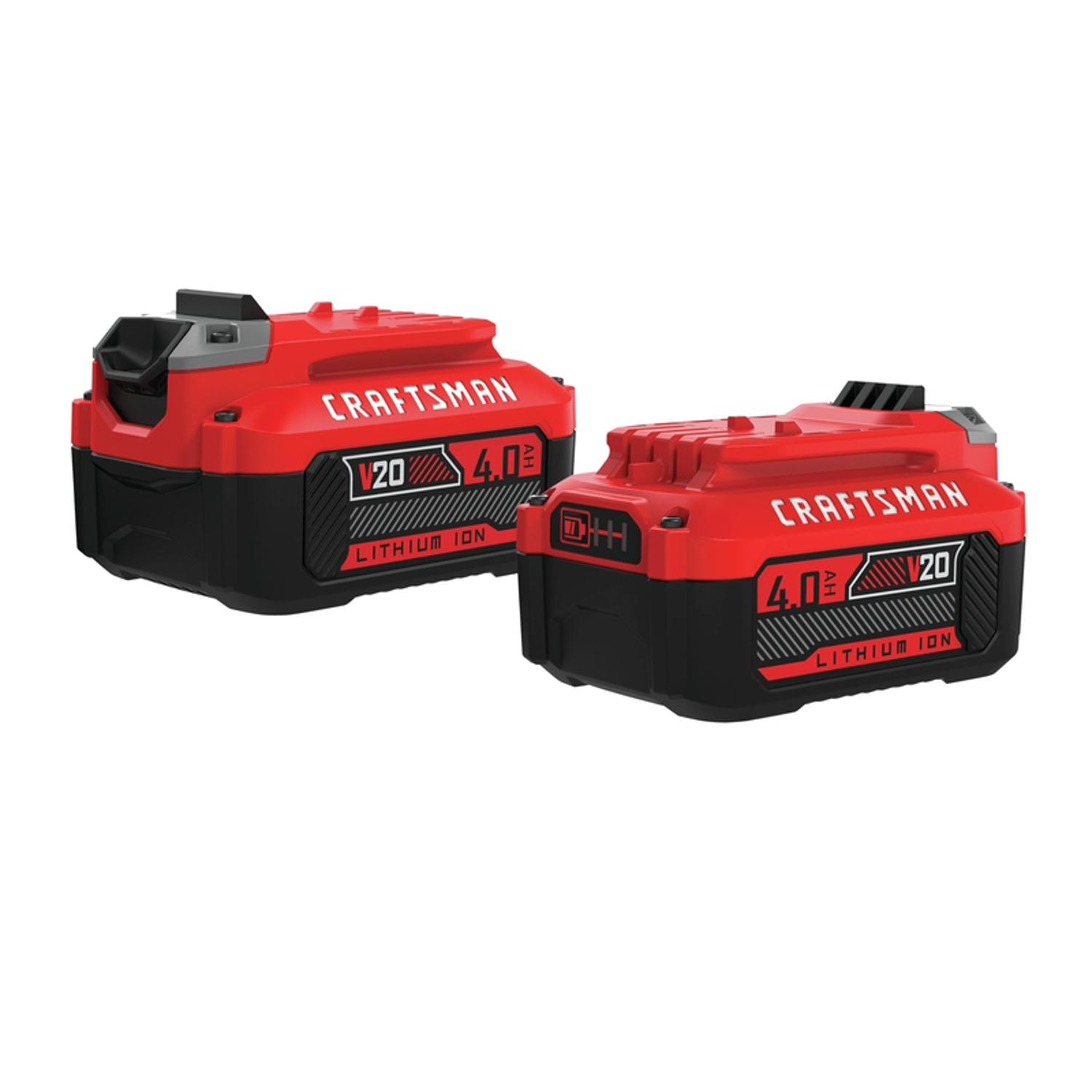 CRAFTSMAN V20 CMCB204-2 4 Ah Lithium-Ion High Capacity Battery 2 pc