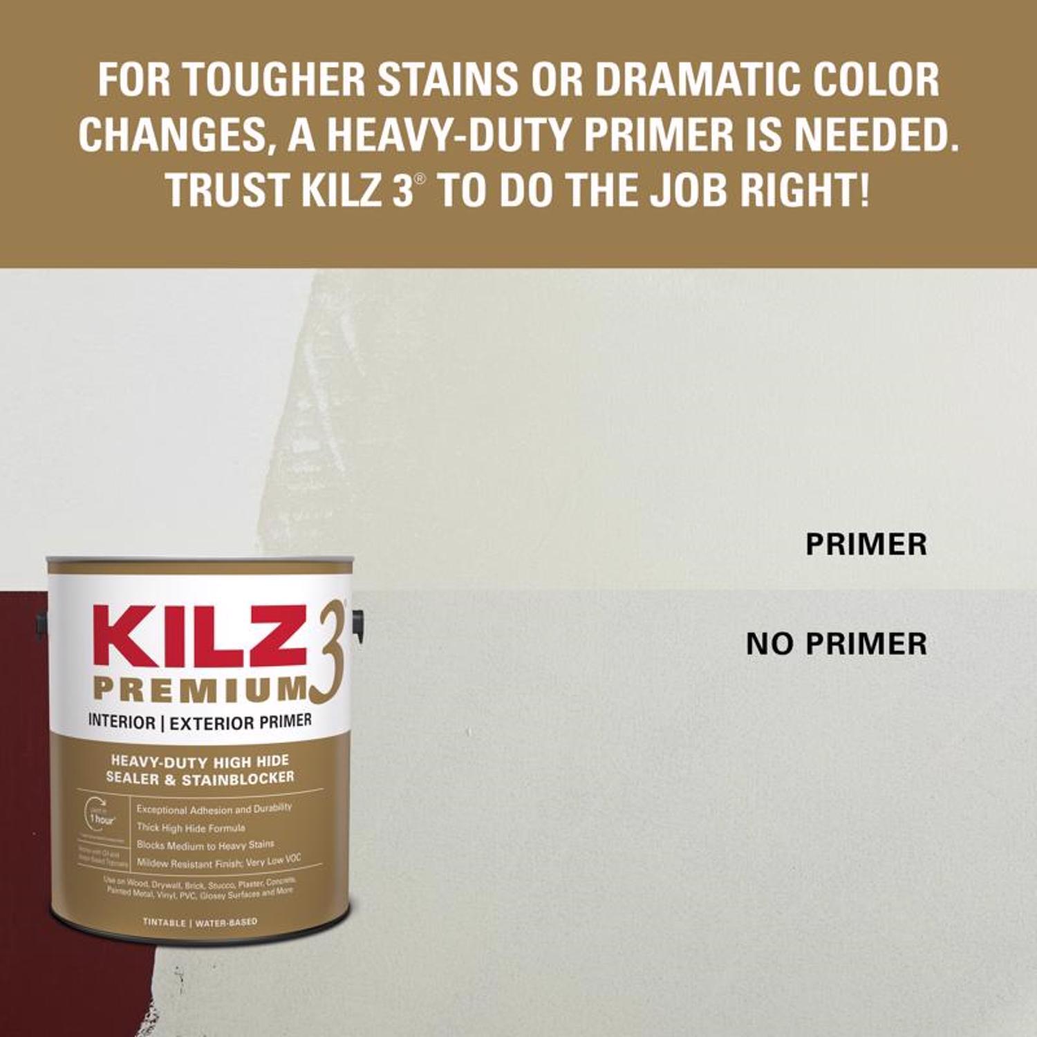 KILZ 3 Premium White Flat Water-Based Stain Blocking Primer 1 gal
