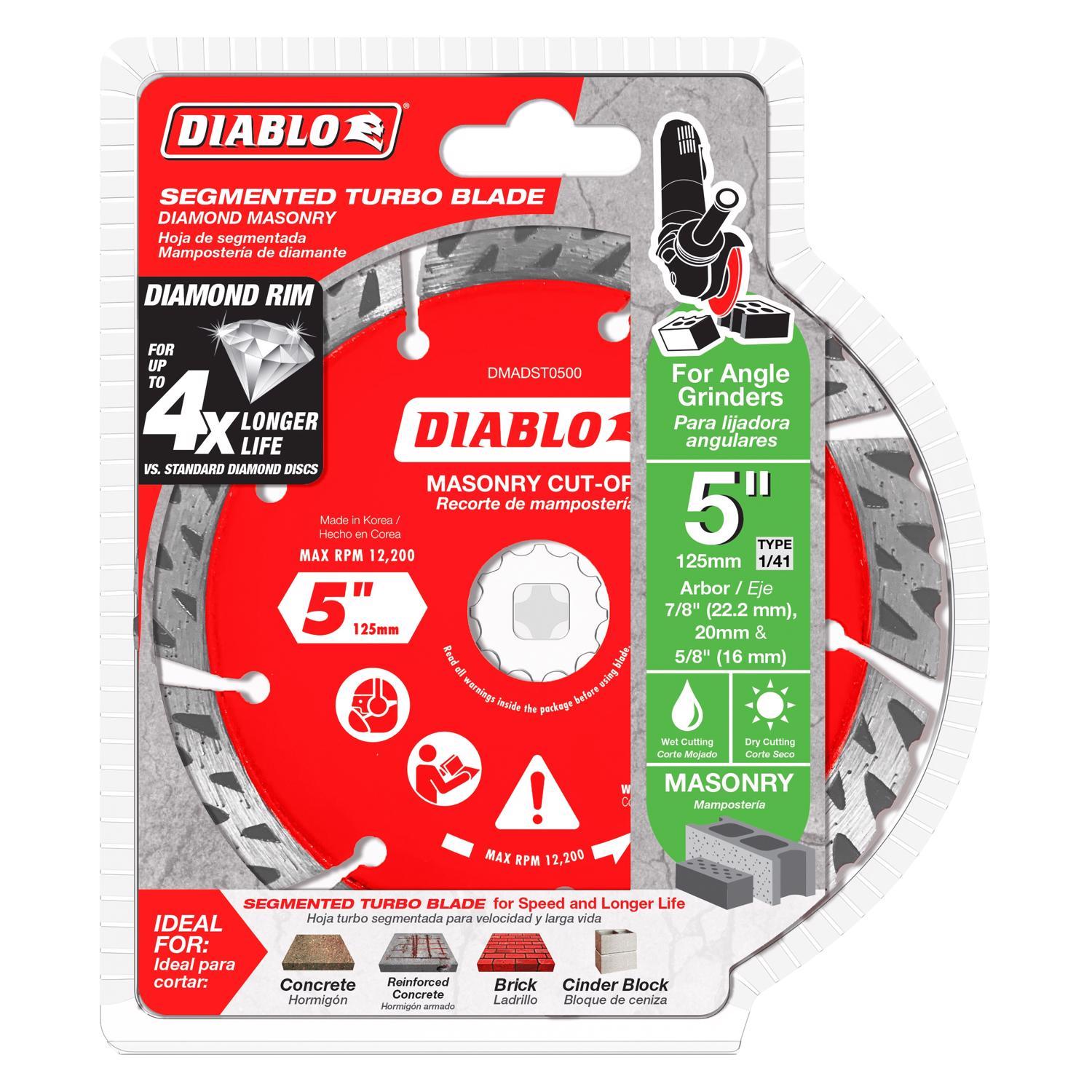 Diablo 5 in. D X 7/8 in. X.094 in. thick Diamond Segmented Turbo Masonry Cut-Off Disc 1 pk
