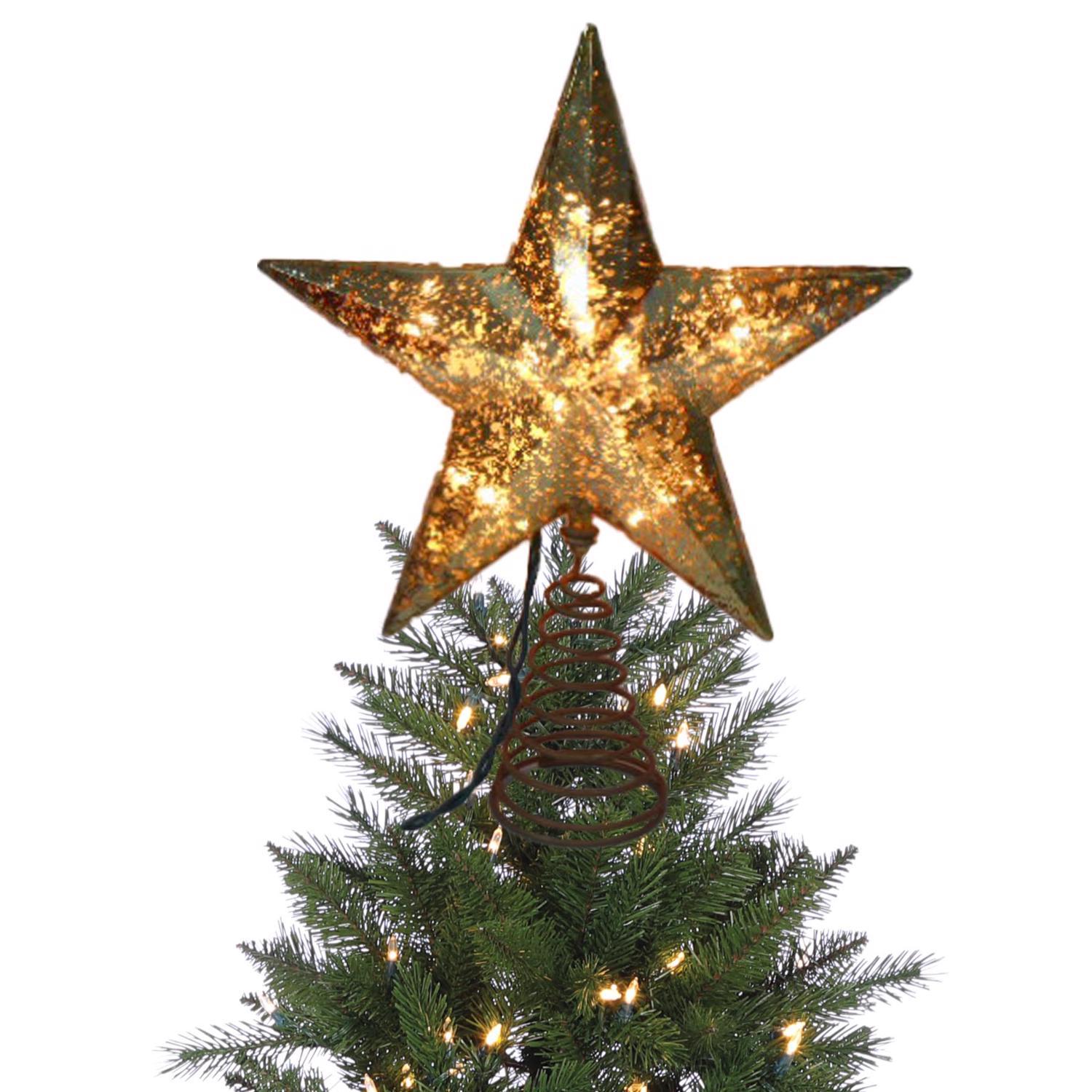 Celebrations Incandescent Assorted Mercury Star Tree Topper 10 in.