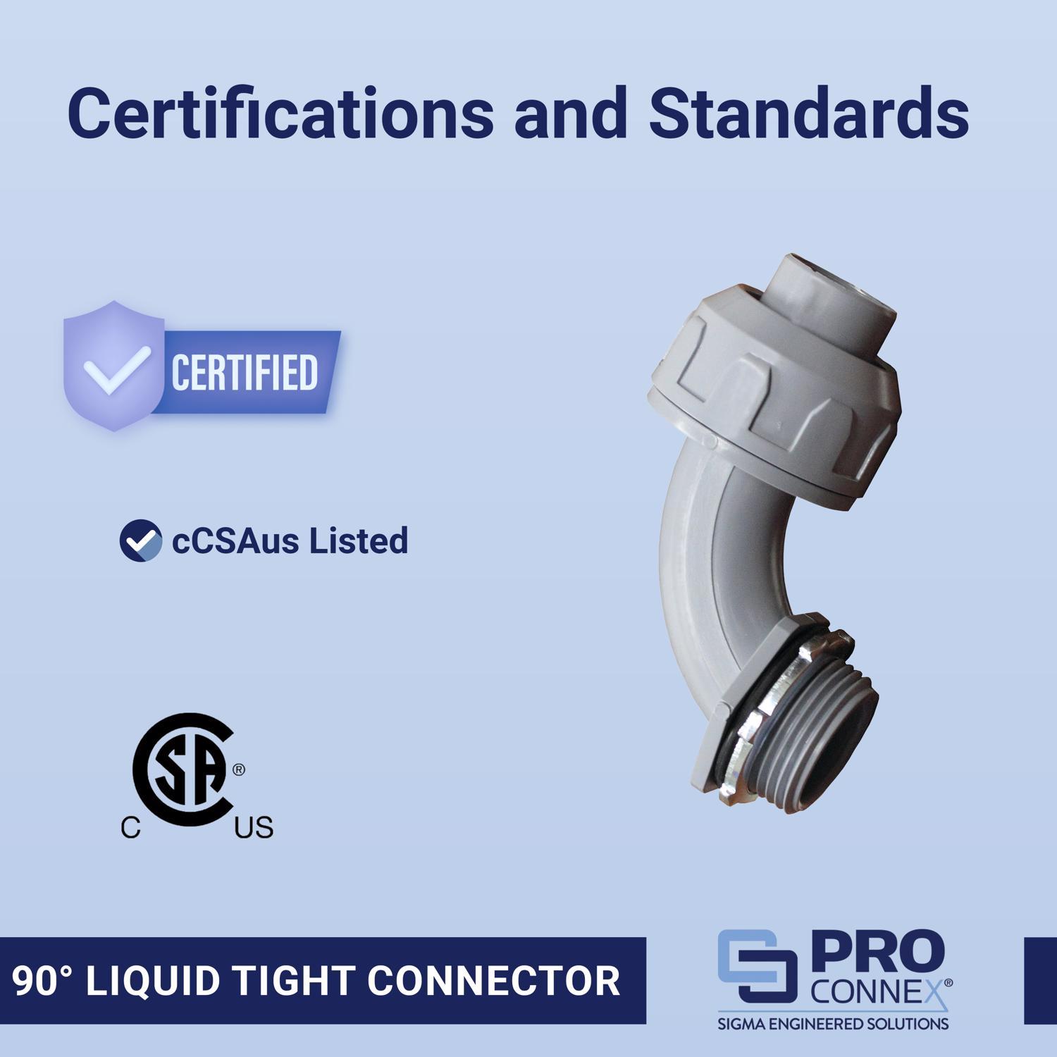 Sigma Engineered Solutions ProConnex 3/4 in. D Plastic 90 Degree Connector For Liquid Tight 1 pk