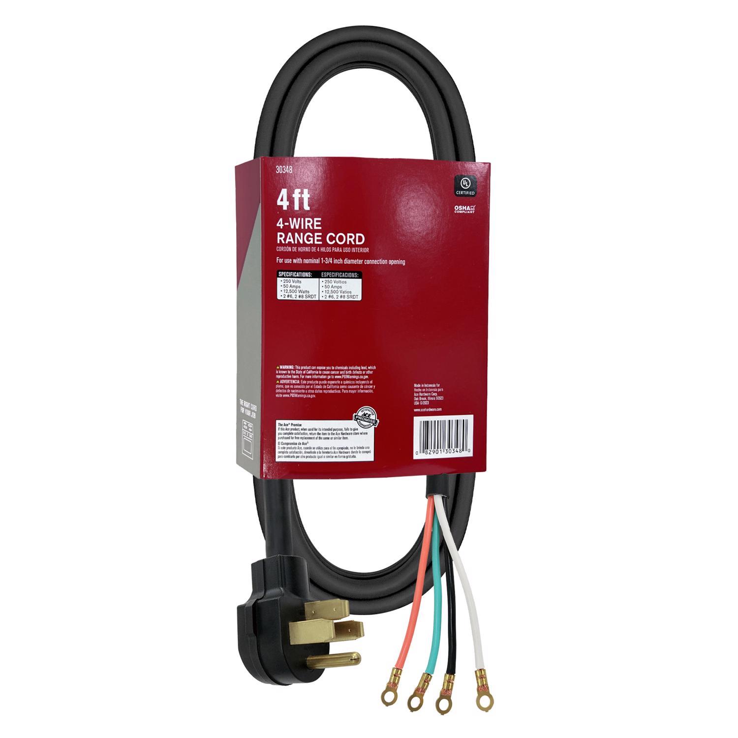 Ace 6/2 & 8/2 SRDT 125/250 V 4 ft. L Range Cord