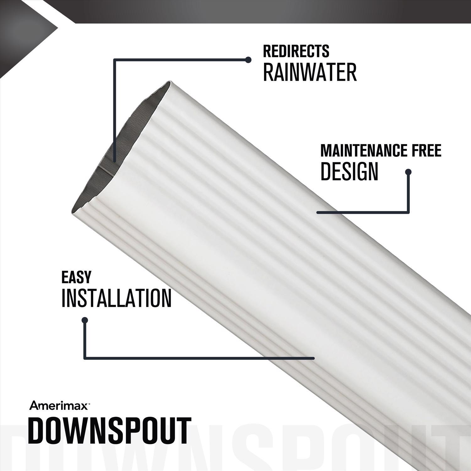 Amerimax 2 in. H X 3 in. W X 120 in. L White Aluminum Rectangular Downspout