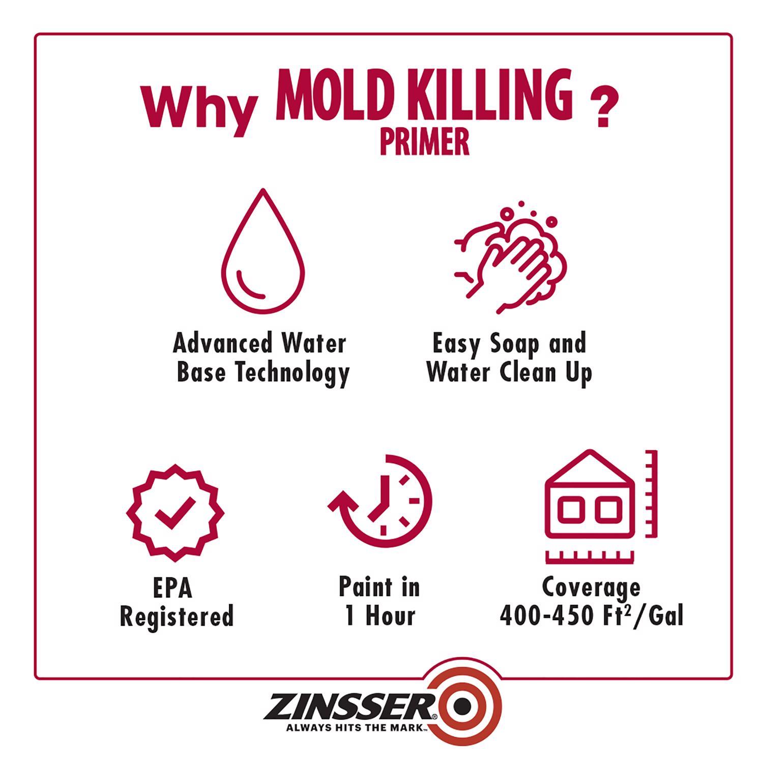 Zinsser White Water-Based Acrylic Mold Killing Primer 1 gal