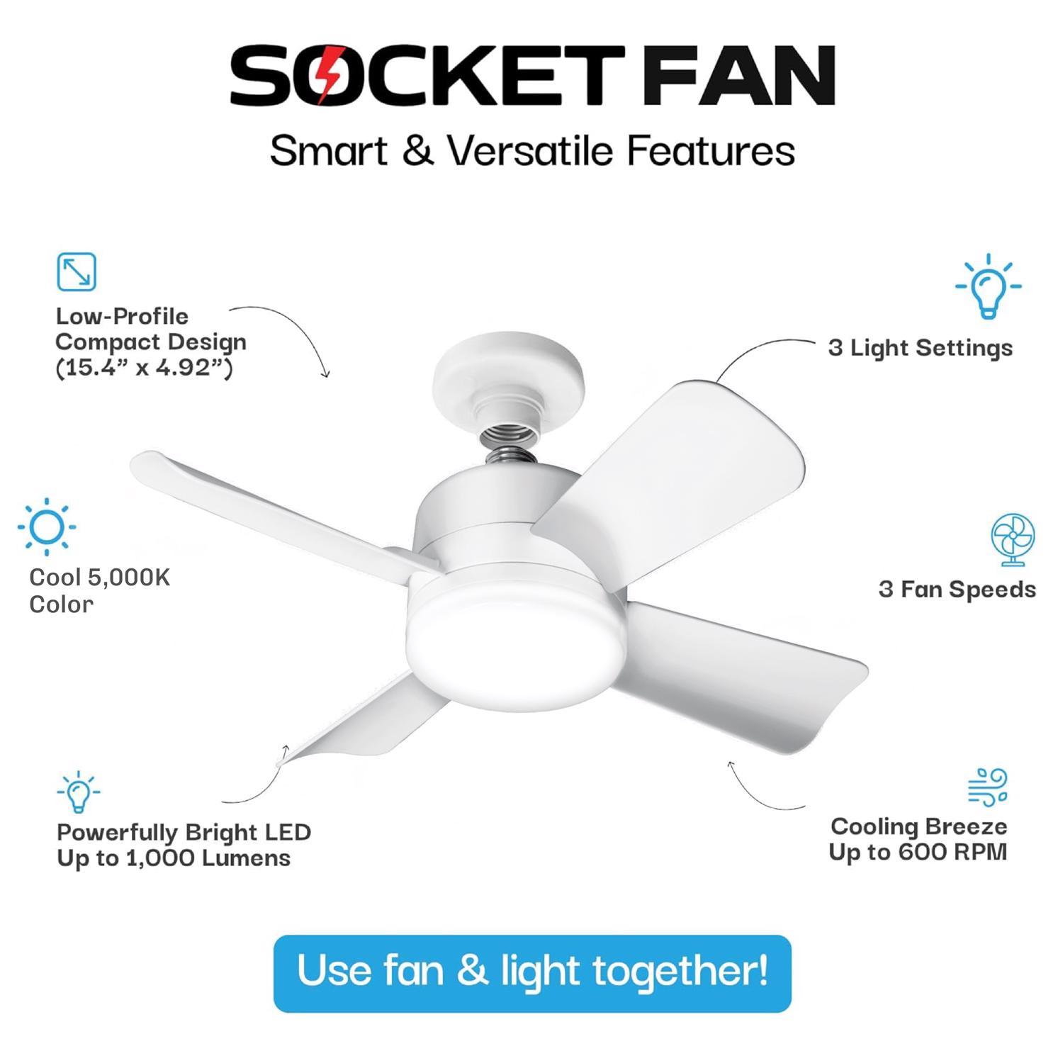 Bell & Howell 6 in. Matte White LED Indoor Socket Fanlight