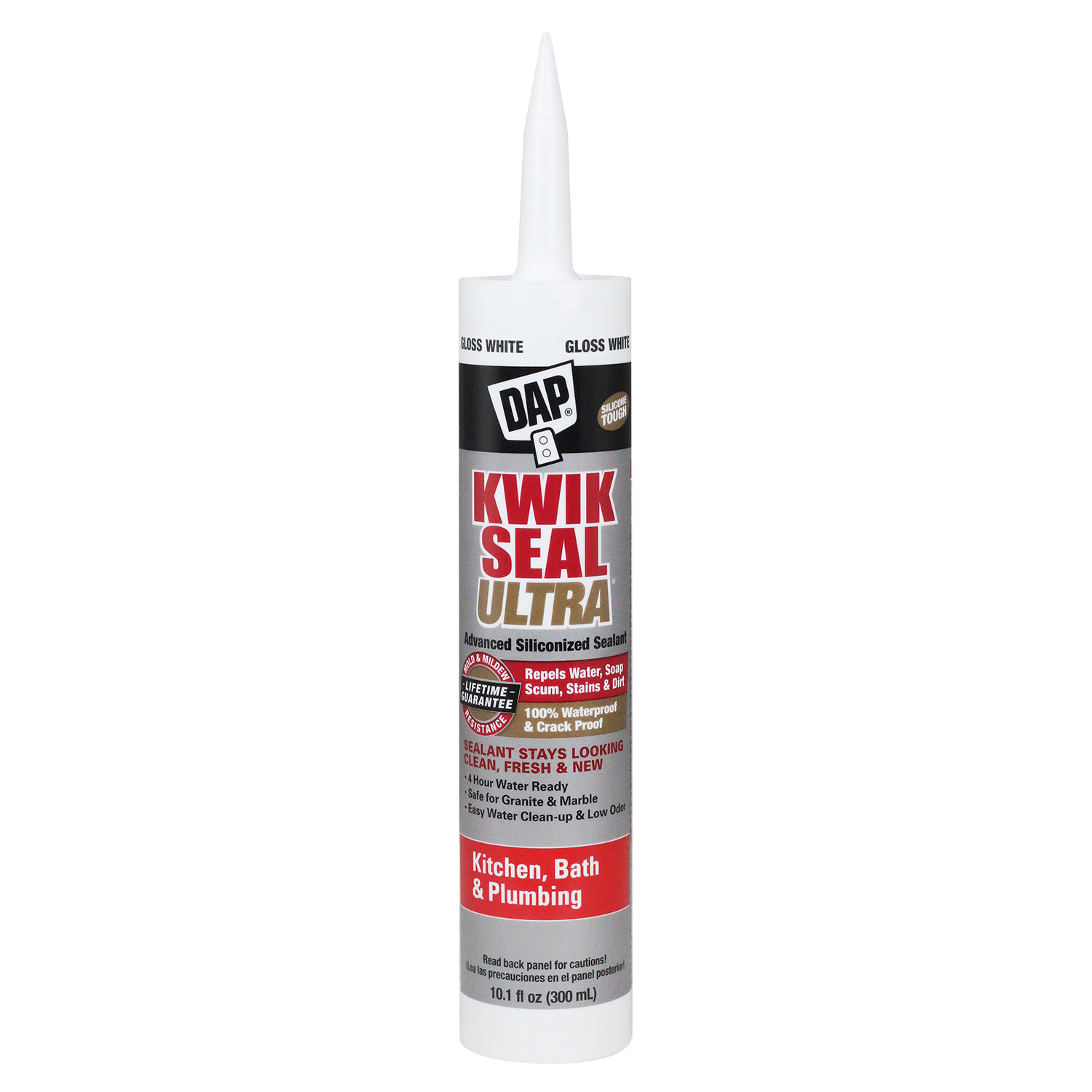 DAP Kwik Seal Ultra White Siliconized Acrylic Kitchen and Bath Sealant 10.1 oz
