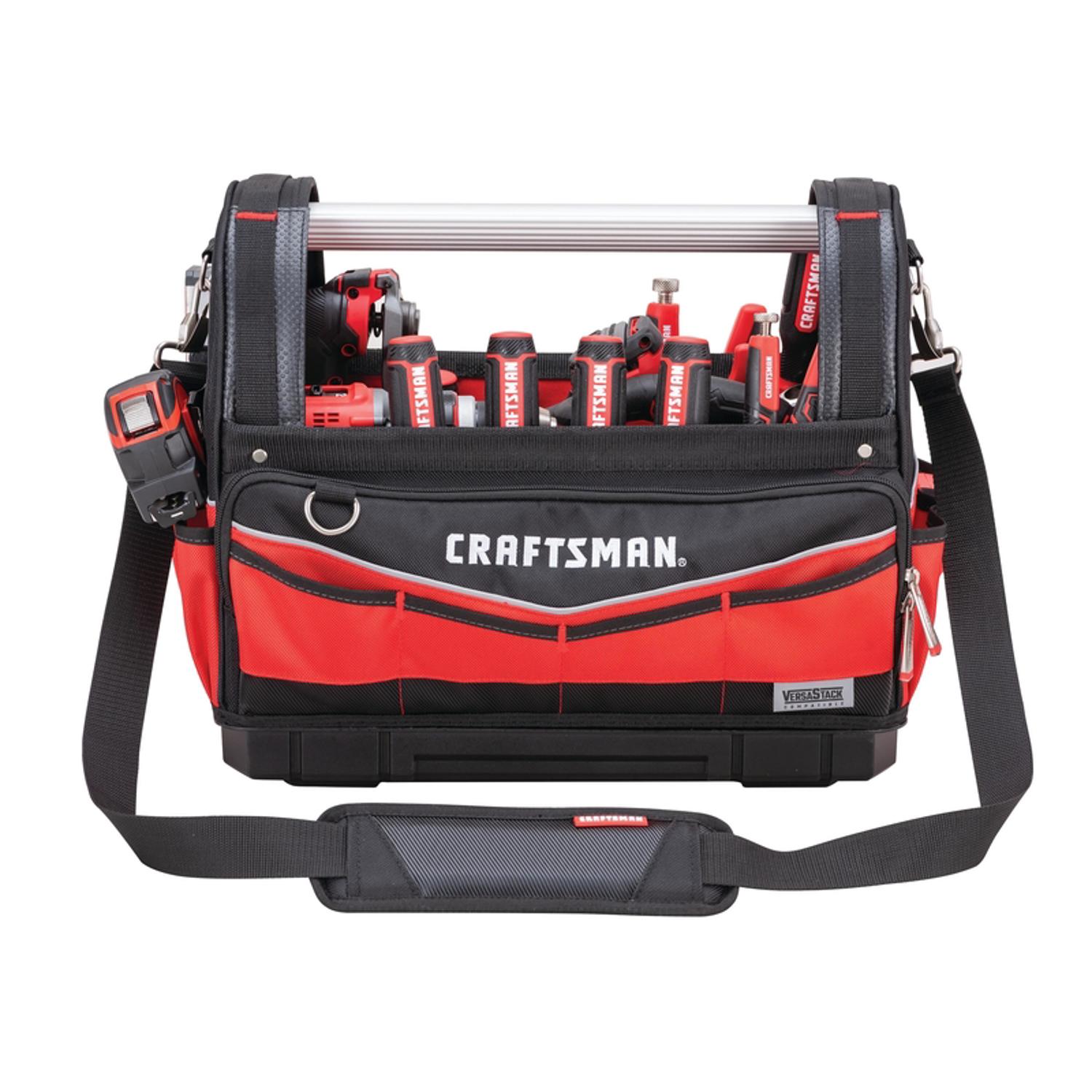 CRAFTSMAN VERSASTACK 8.875 in. W X 13.375 in. H Polyester Tool Tote 32 pocket Black/Red 1 pc