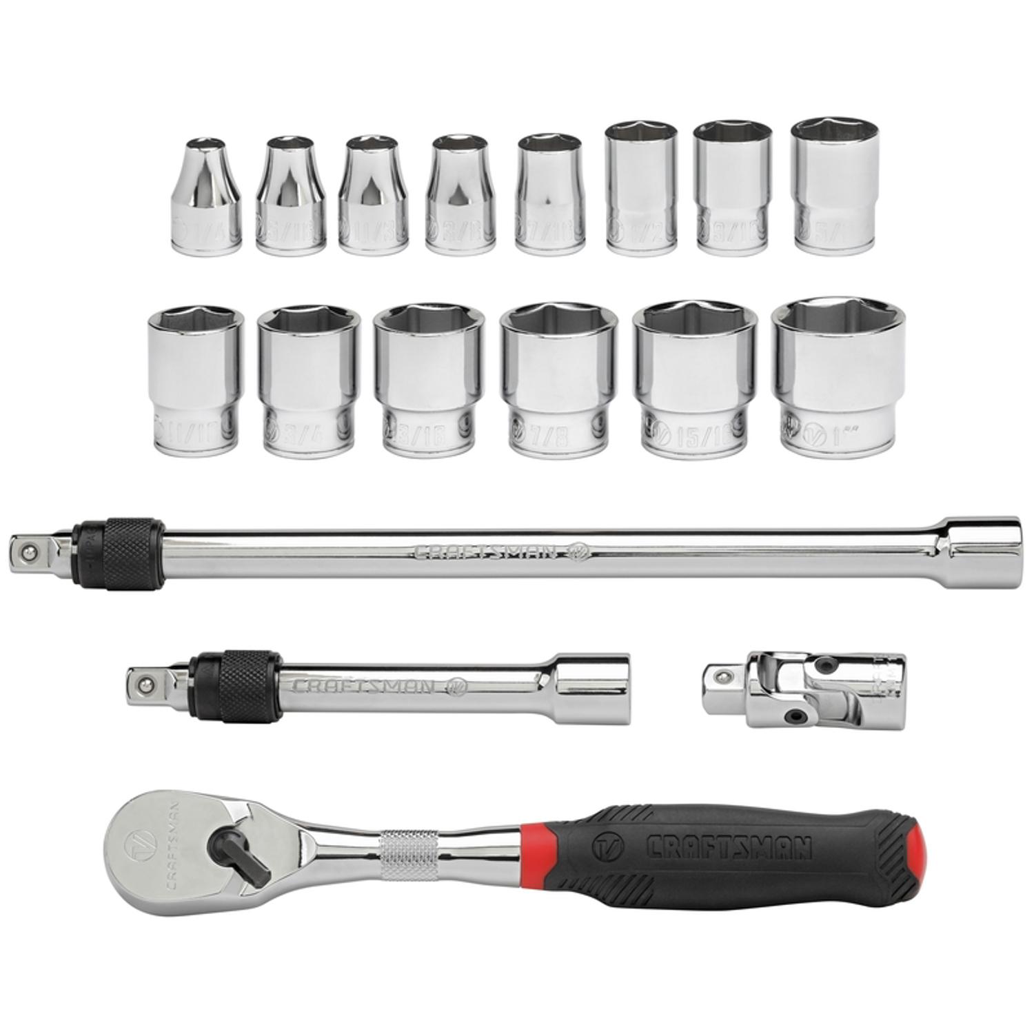 Craftsman V-Series 3/8 in. drive SAE 6 Point Socket and Tool Set 18 pc