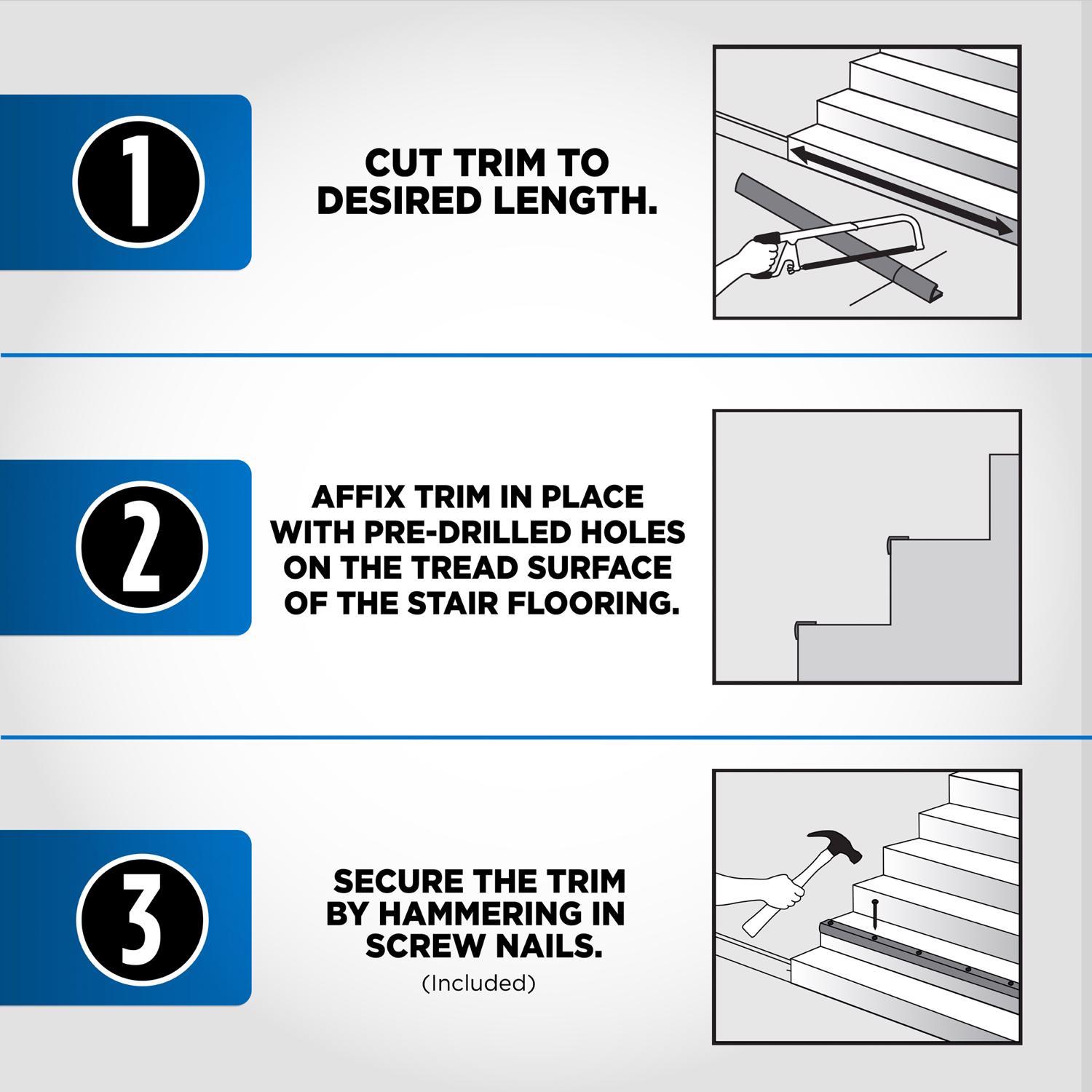 M-D Building Products 1.125 in. H X 1.125 in. W X 72 in. L Prefinished Pewter Aluminum Stair Edge