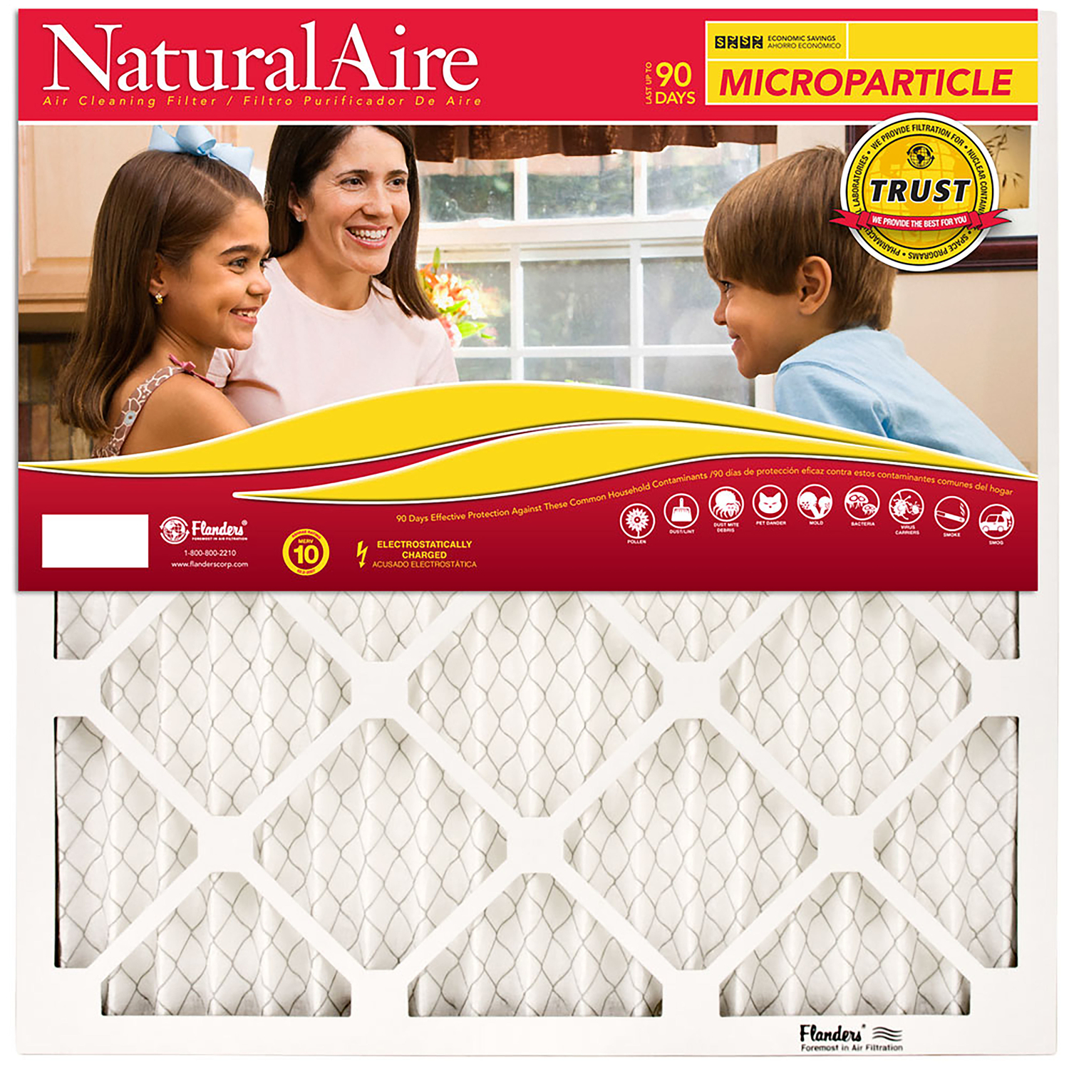 AAF Flanders NaturalAire 20 in. W X 20 in. H X 1 in. D Synthetic 10 MERV Pleated Microparticle Air F