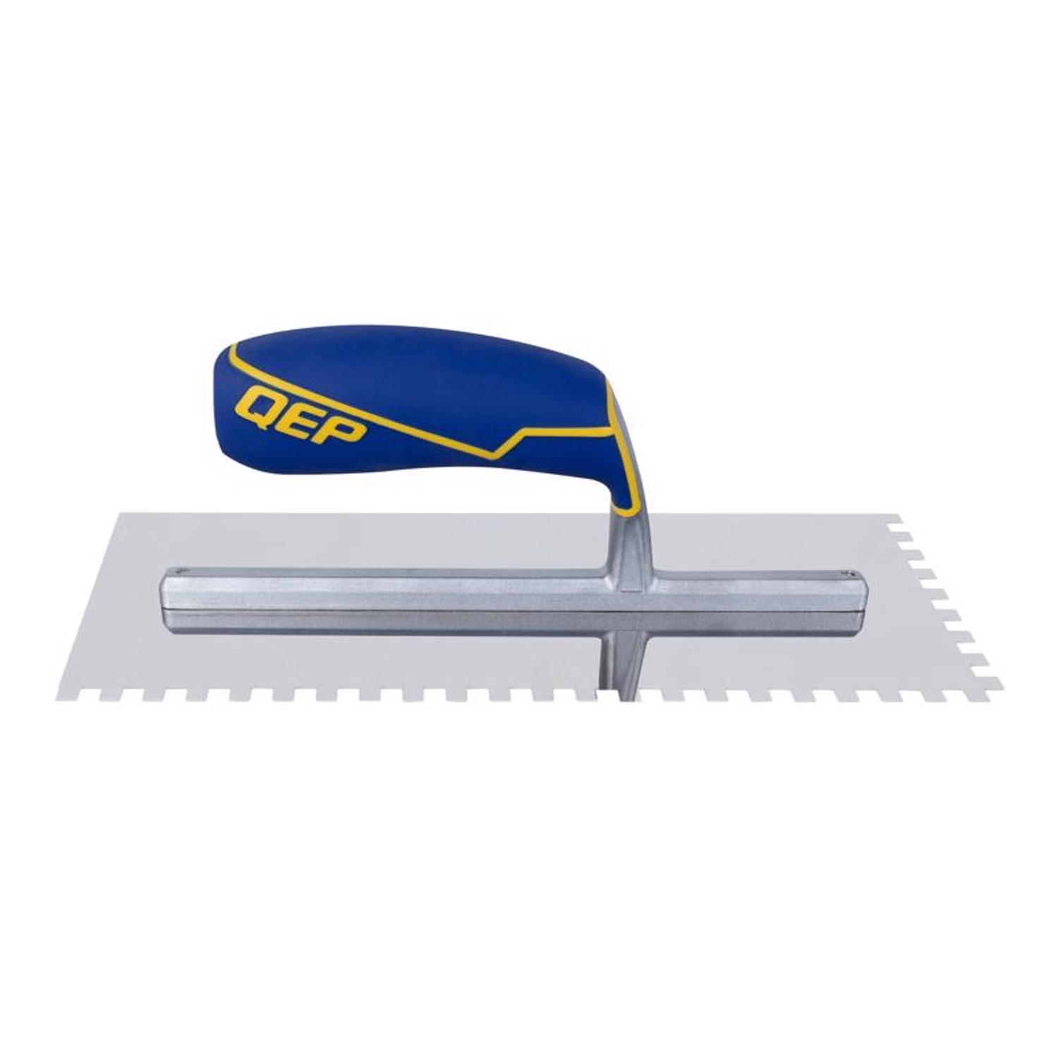 QEP 11 in. W X 4-1/2 in. L Stainless Steel Square Notched Trowel