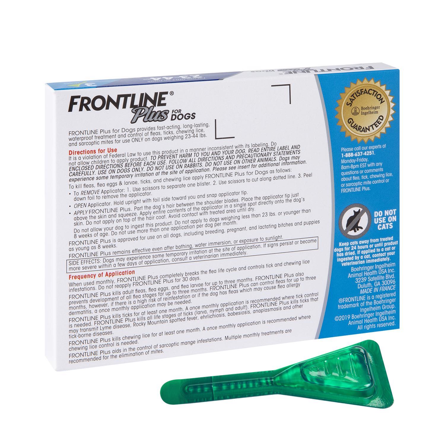 Frontline Plus Liquid Dog Flea and Tick Drops 9.8% Fipronil, 8.8% (S)-methoprene 0.05 oz
