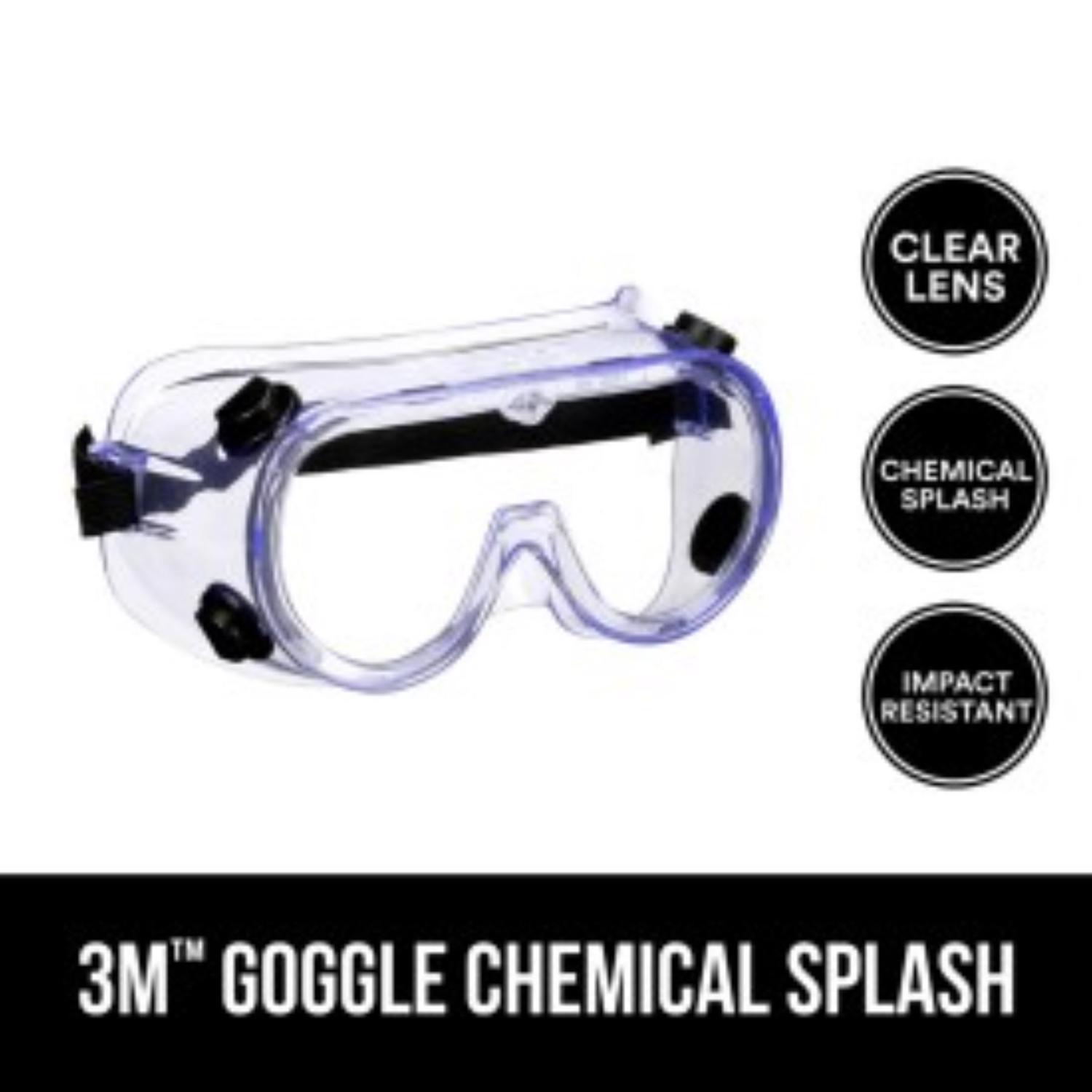 3M Chemical Splash Goggles Clear Lens Clear Frame 1 pc