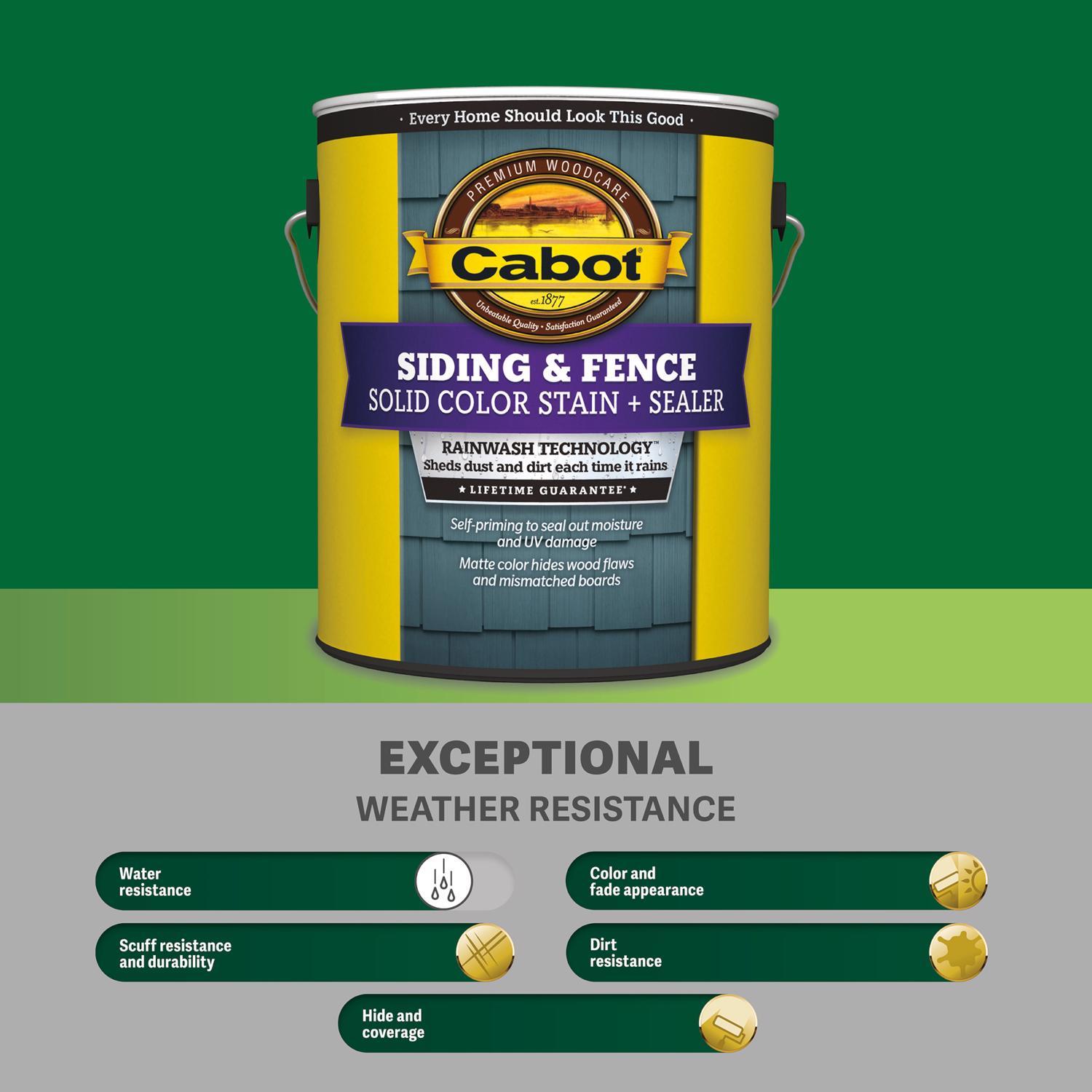 Cabot Solid Tintable 0801 White Base Water-Based Acrylic Solid Color Acrylic Deck Stain 1 Gallon
