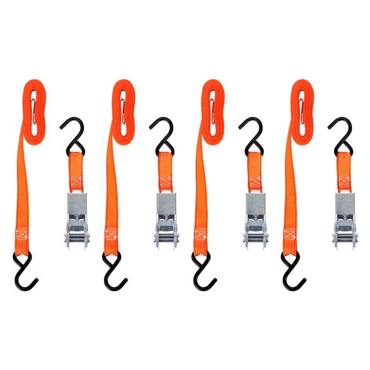 Keeper 1 in. W X 10 ft. L Orange Tie Down w/Ratchet 300 lb 4 pk