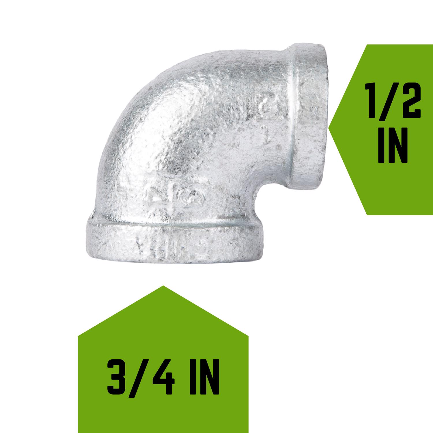 STZ Industries 3/4 in. FIP X 1/2 in. D FIP Galvanized Malleable Iron 90 degree Reducing Elbow
