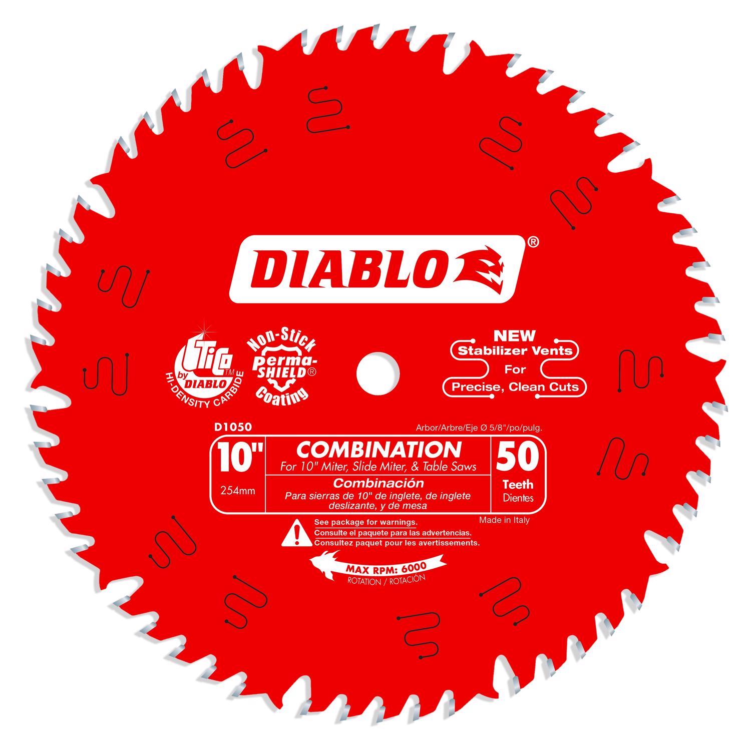 Diablo 10 in. D X 5/8 in. TiCo Hi-Density Carbide Combination Saw Blade 50 teeth 1 pk