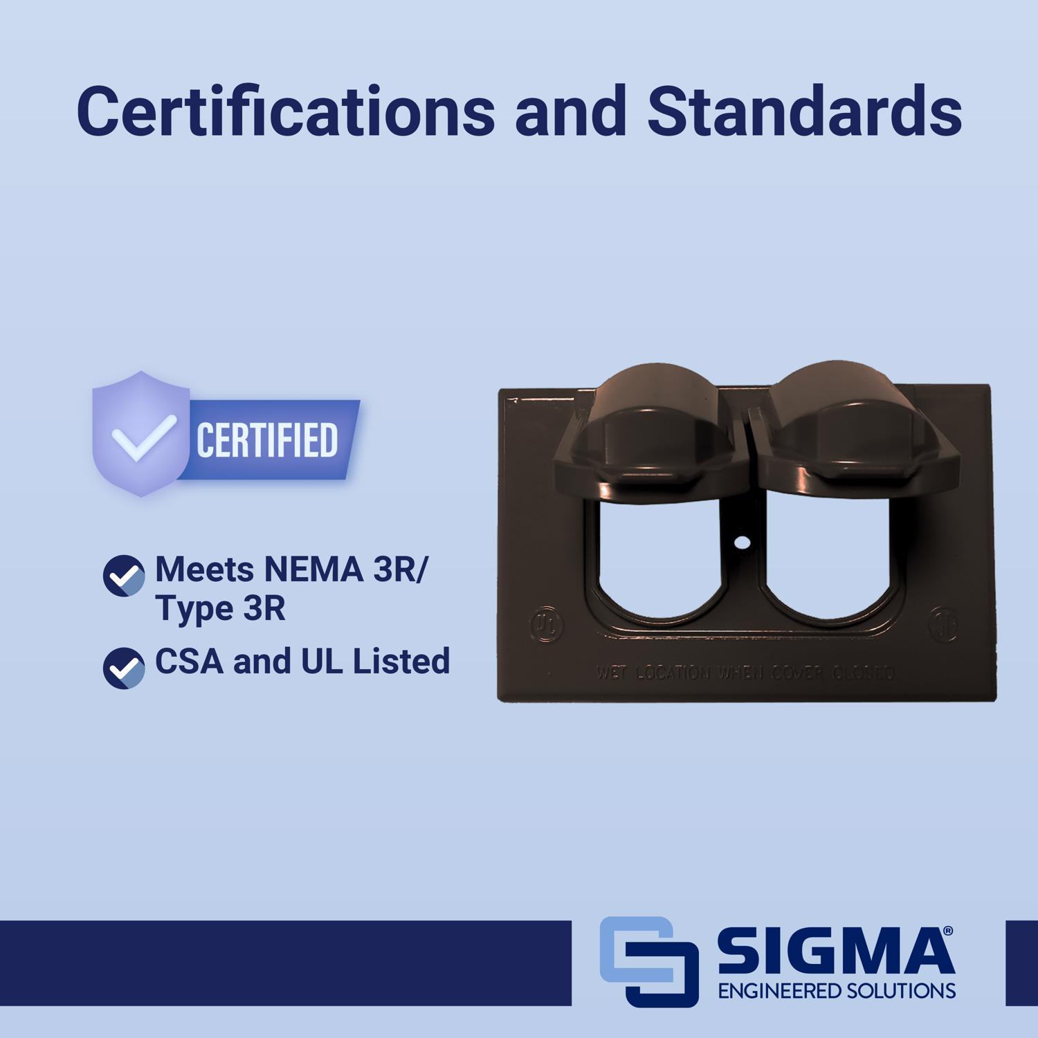 Sigma Engineered Solutions Rectangle Die-Cast Metal 1 gang 2.83 in. H X 4.57 in. W Horizontal Duplex