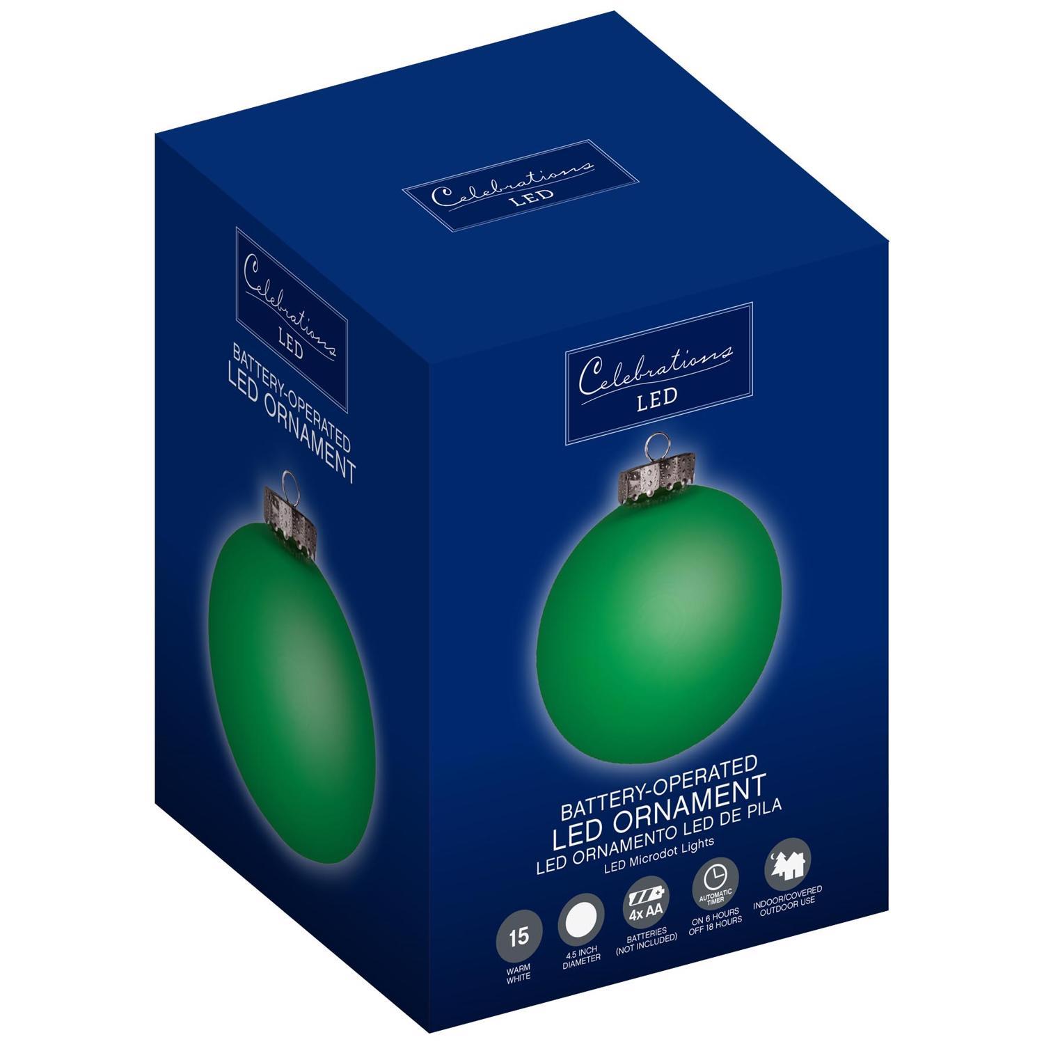 Celebrations Blue LED Green Ornament 5 in. Hanging Decor