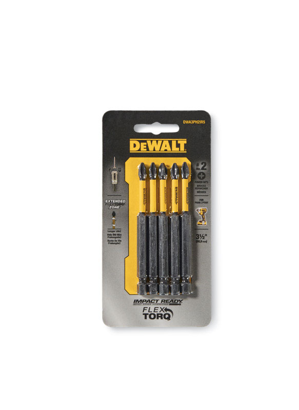 DeWalt Impact Ready Phillips #2 X 3-1/2 in. L Screwdriver Bit 5 pc