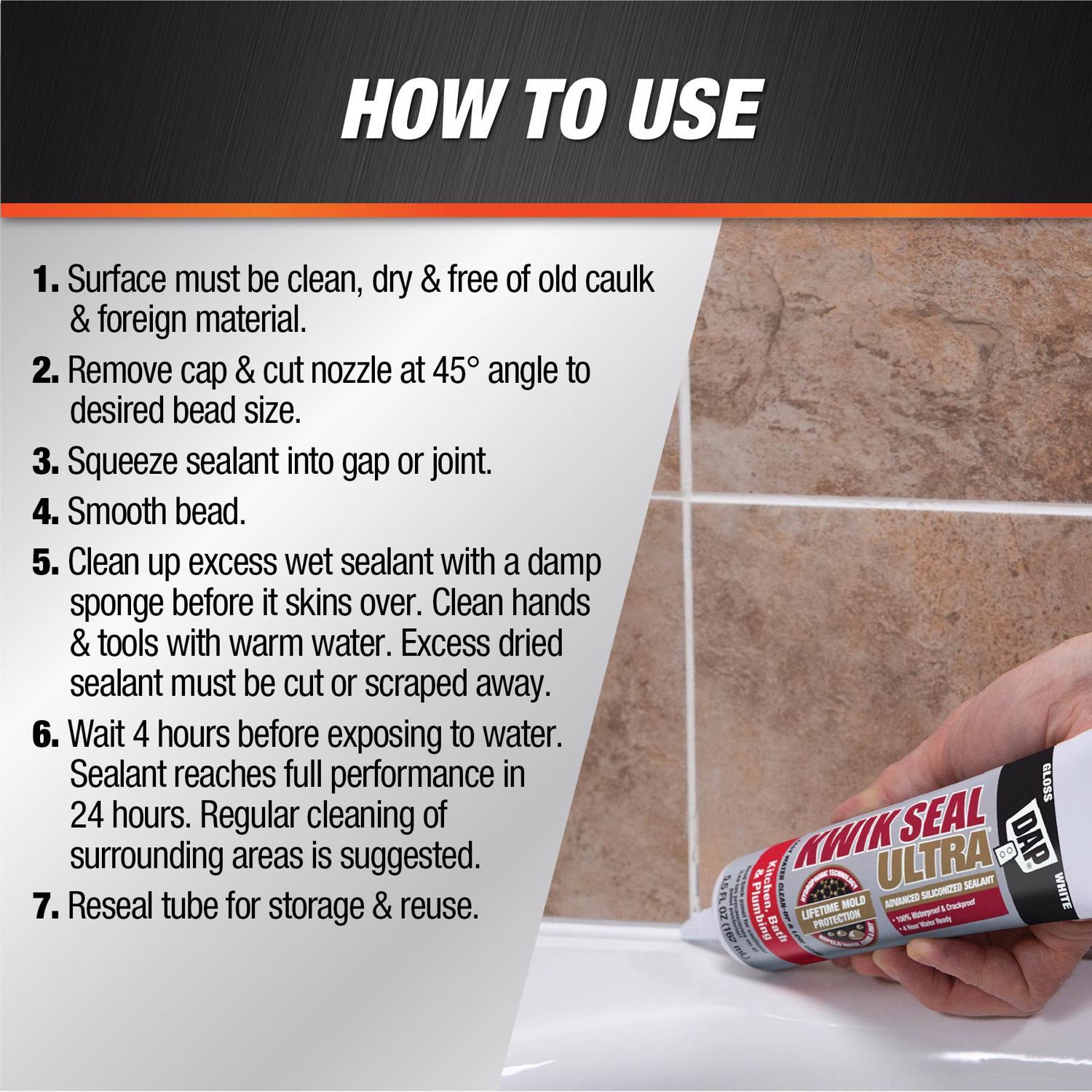 DAP Kwik Seal Ultra White Siliconized Acrylic Kitchen and Bath Sealant 5.5 oz
