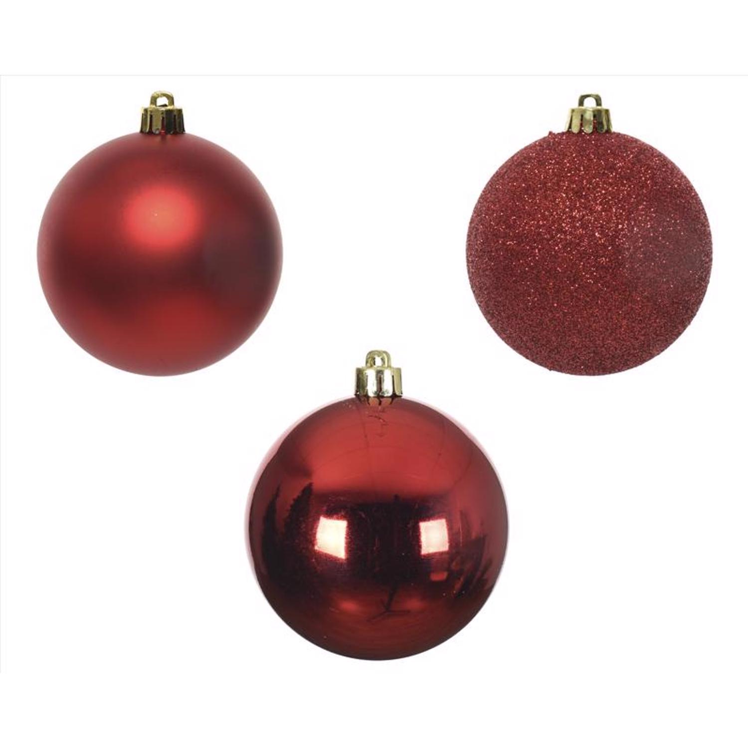 Decoris Red Shatterproof Baubles Ornaments 2 in.