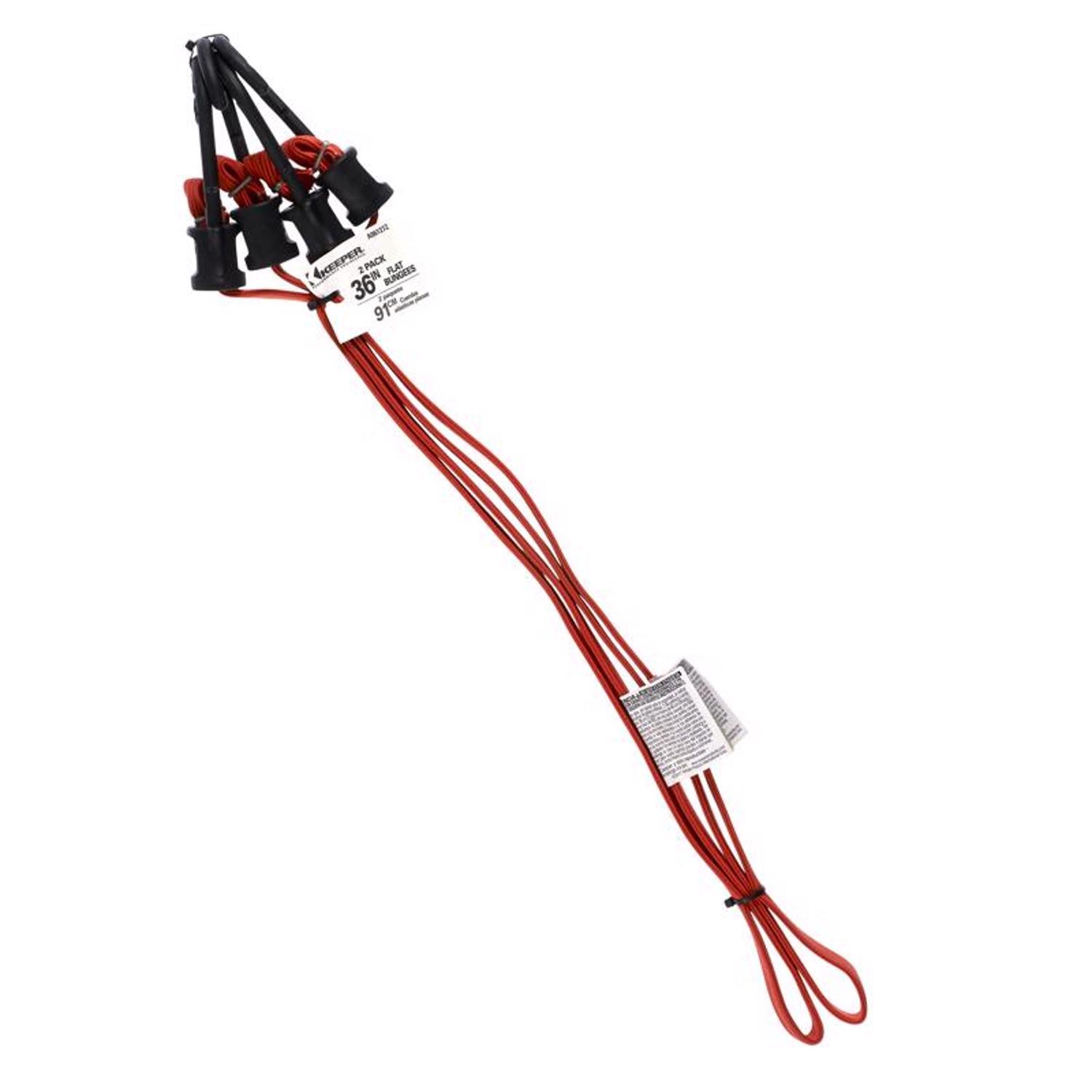 Keeper Orange Flat Bungee Cord 36 in. L X 0.315 in. 2 pk