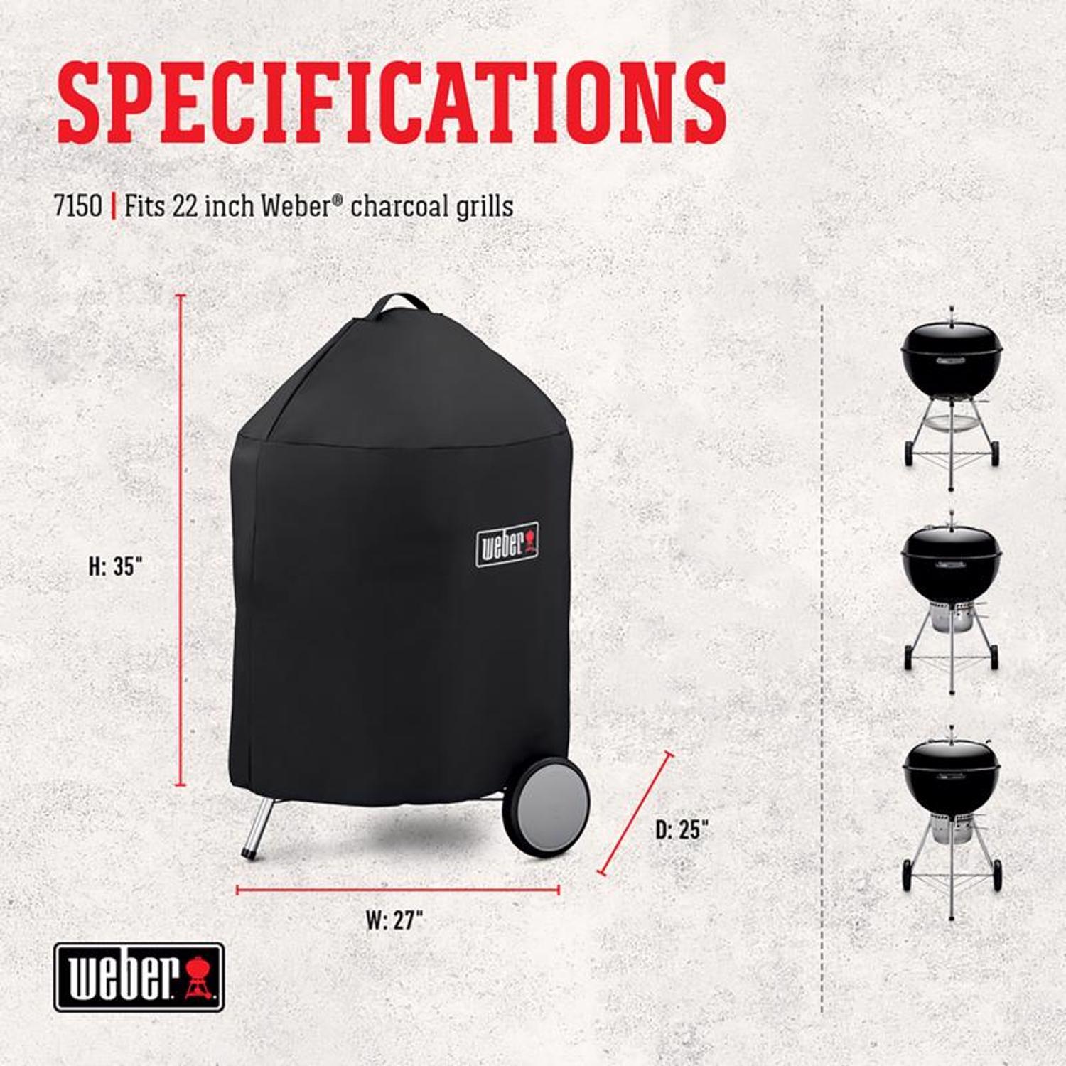 Weber Premium Black Grill Cover For 22" Charcoal Grills