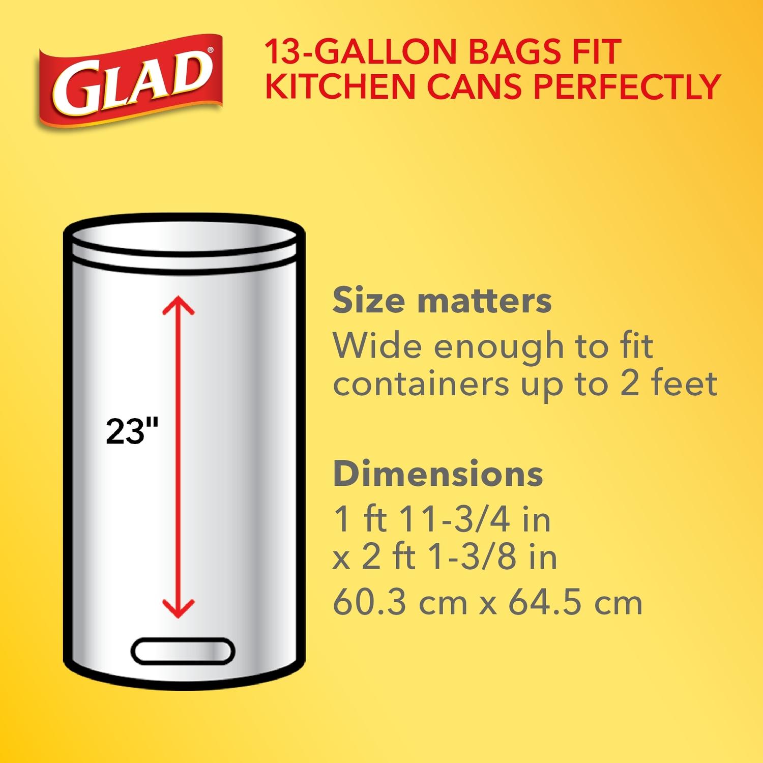 Glad ForceFlex 13 gal No Scent Scent Tall Kitchen Bags Drawstring 90 pk 0.72 mil