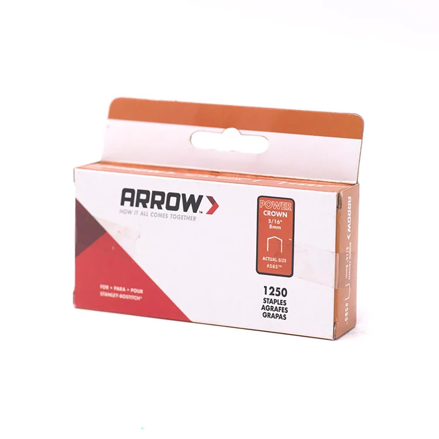 Arrow #585 3/8 in. W X 5/16 in. L 18 Ga. Power Crown Standard Staples 1250 pk
