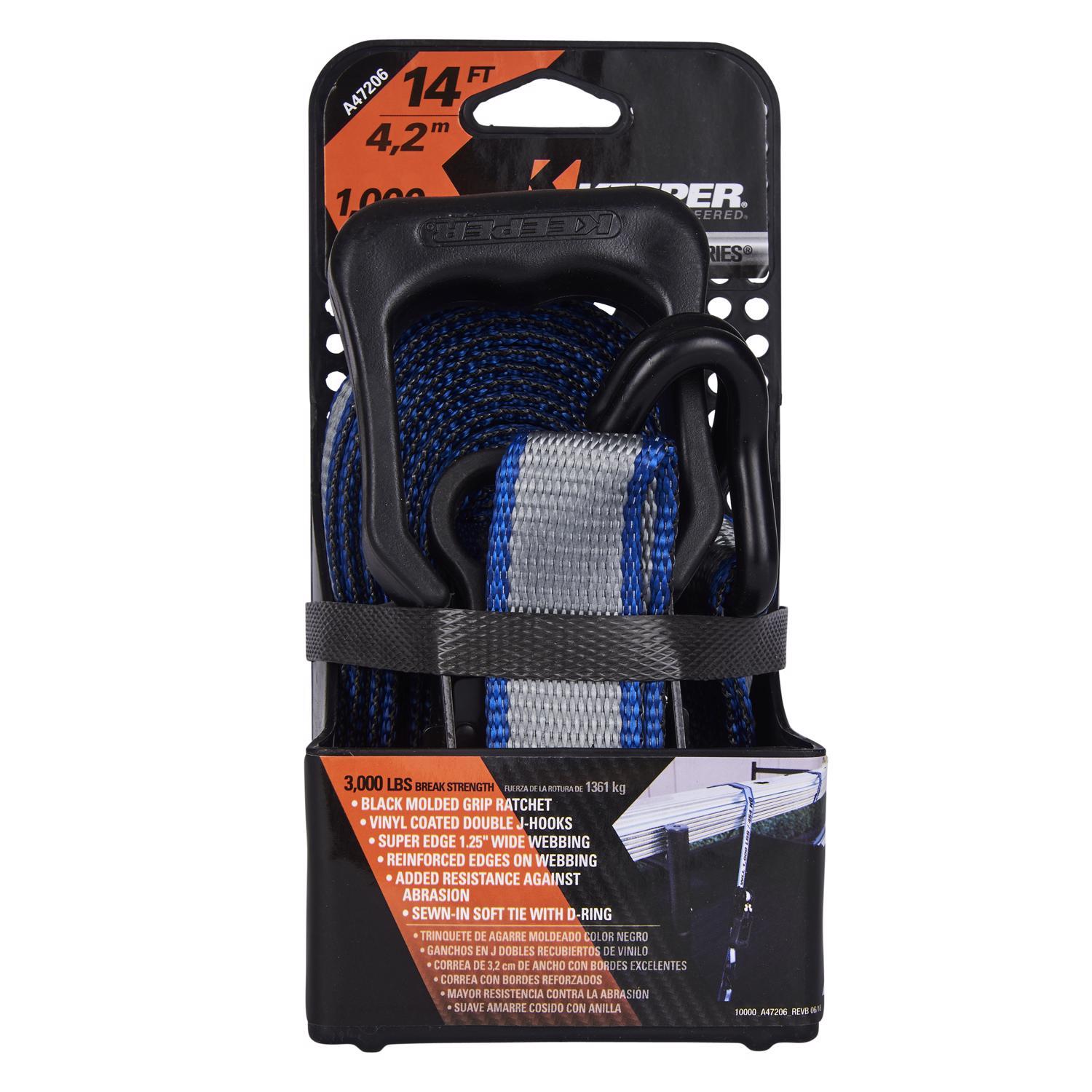 Keeper 1.25 in. W X 14 ft. L Gray Ratchet Tie Down Strap 1000 lb 1 pk