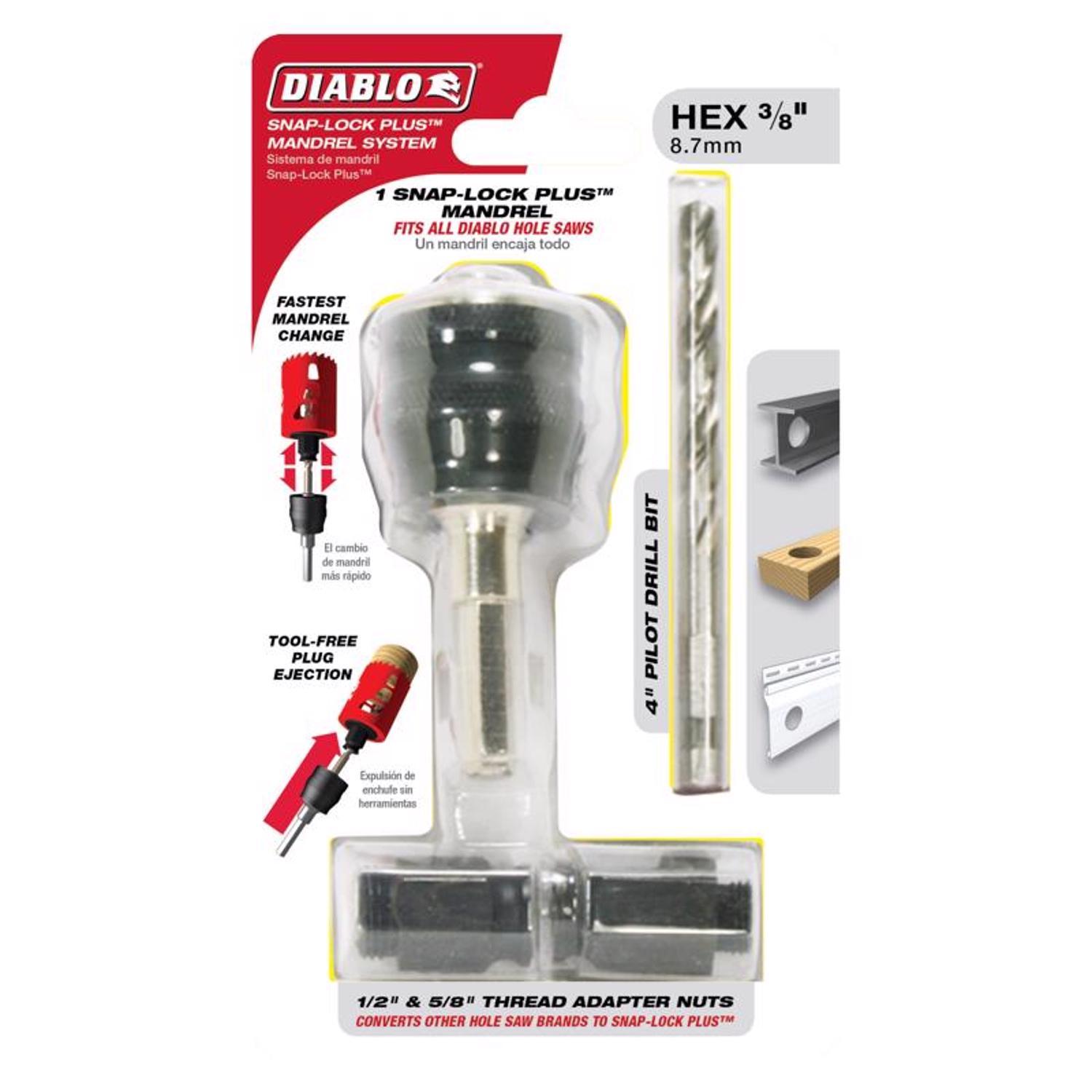 Diablo Snap-Lock Plus 1/4 in. High Speed Steel 2-3/8 in. L Hole Saw Pilot Bit