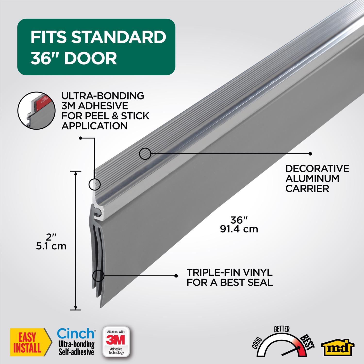 M-D Building Products CINCH Silver Aluminum/Vinyl Weatherstrip For Doors 36 in. L X 2 in.